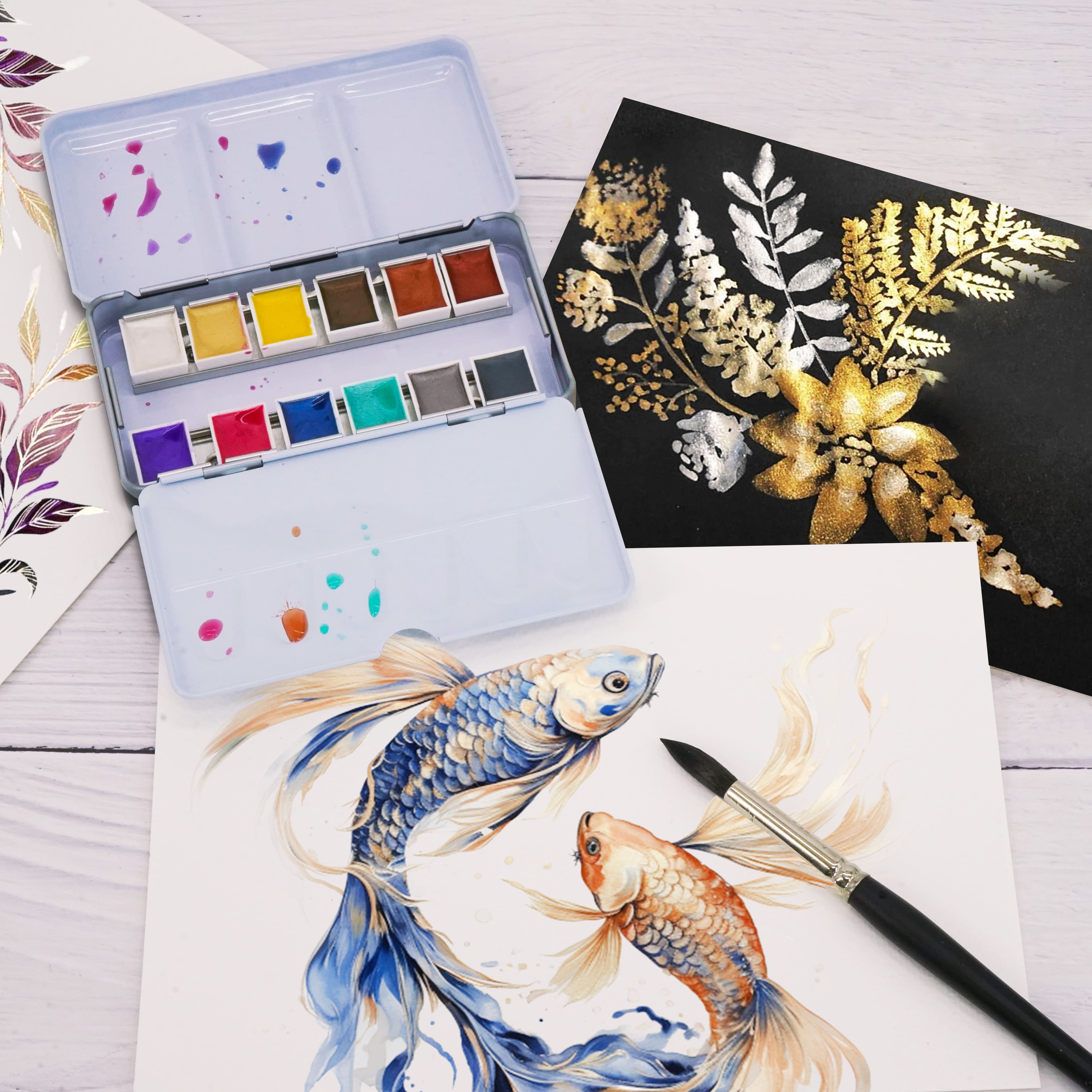 12 Half Pans Metallic Watercolour Set by Artist's Loft™