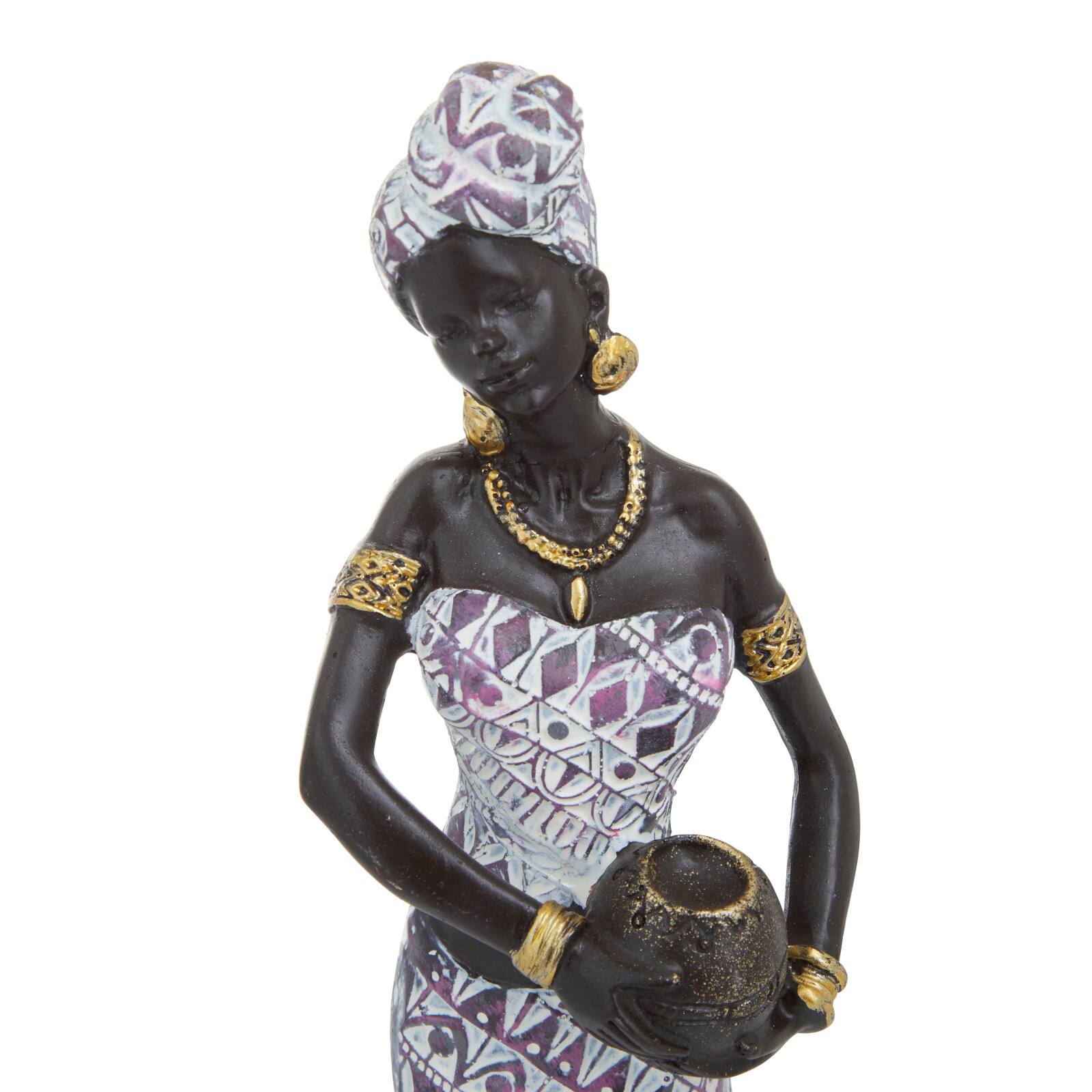 Set of 2 Multi Polystone Eclectic Sculptures, 13" x 3" x 3"