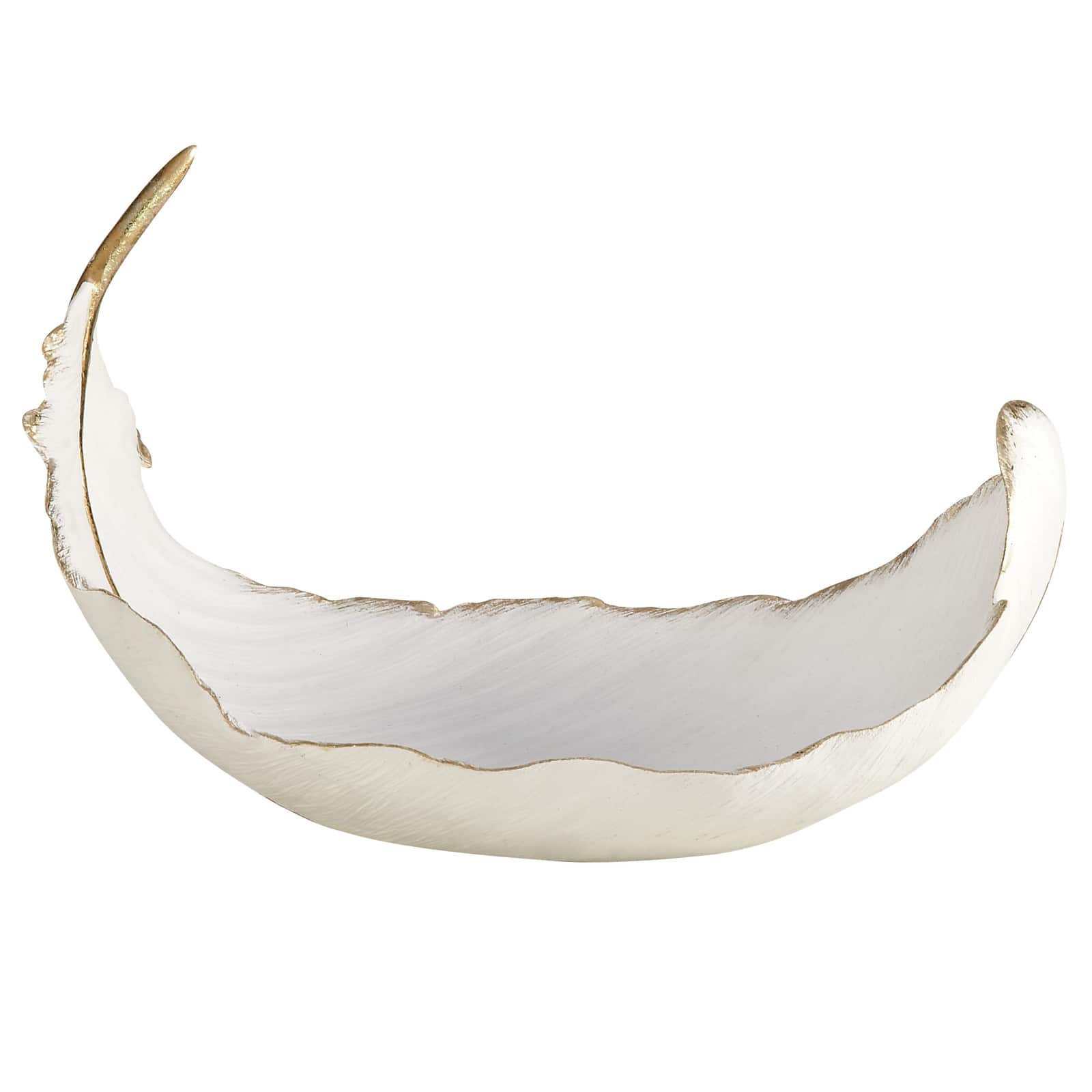 13" White Resin Glam Decorative Bowl