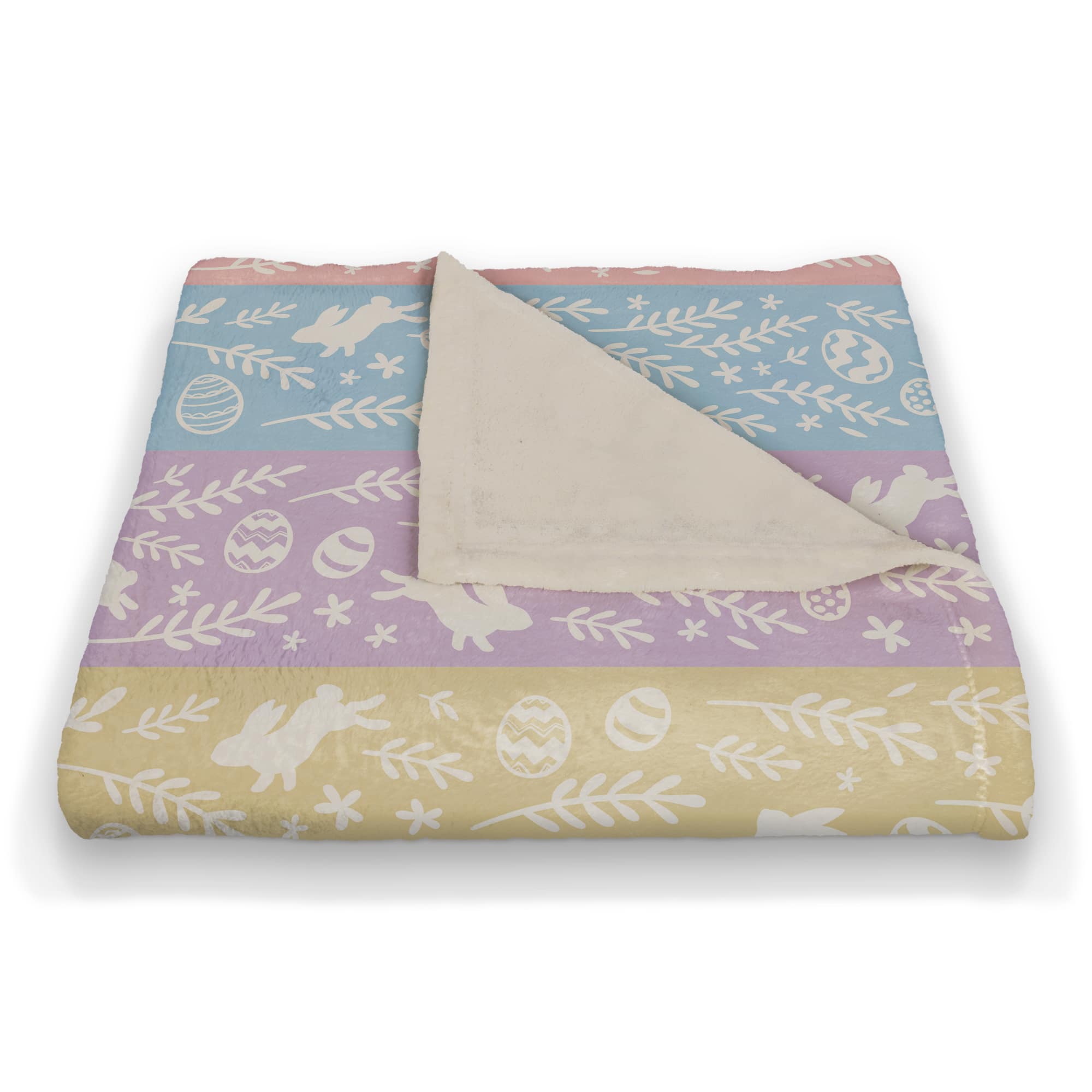 Botanical Bunny Stripes 50" x 60" Coral Fleece Blanket