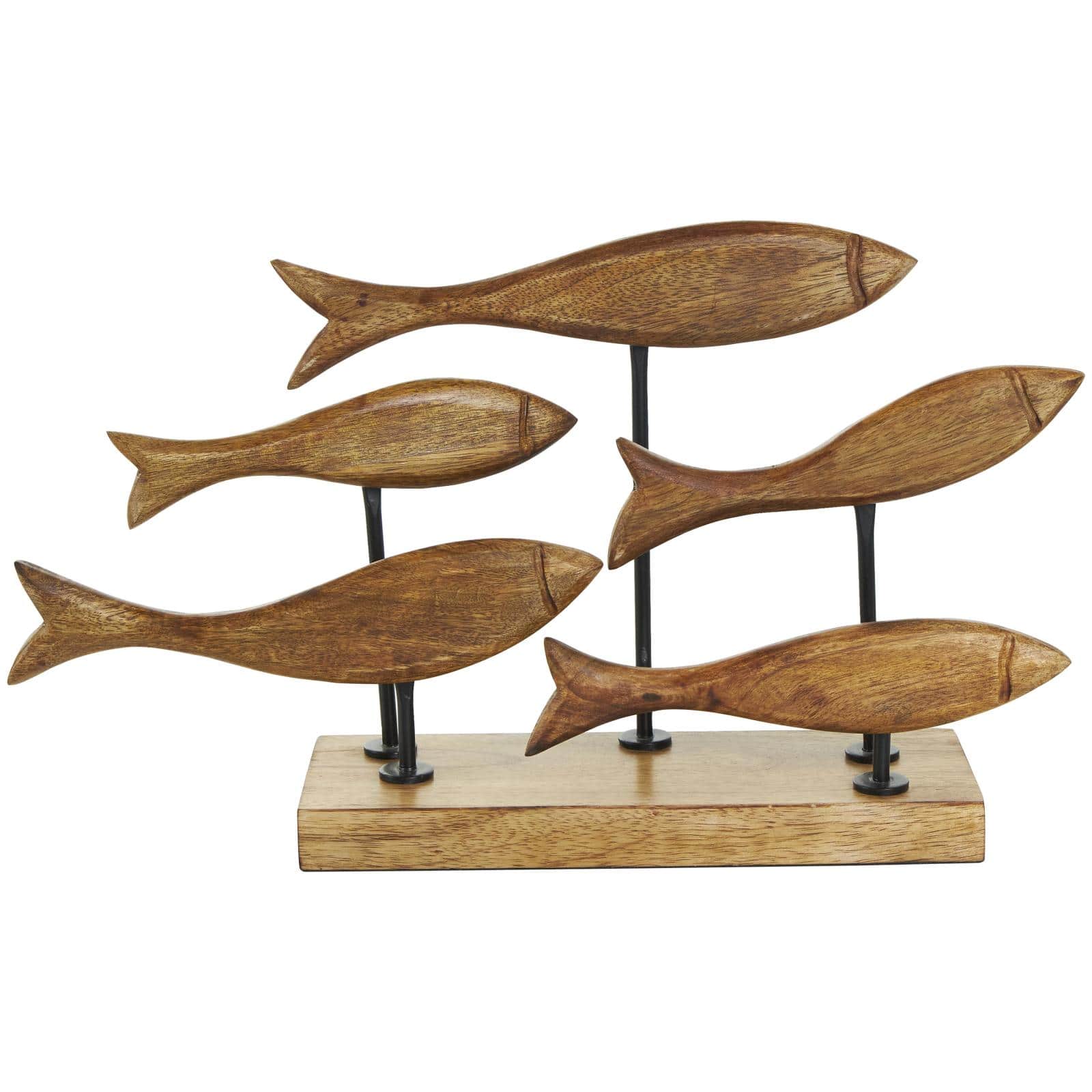 10" Brown Mango Wood Fish Handmade Carved Sculpture