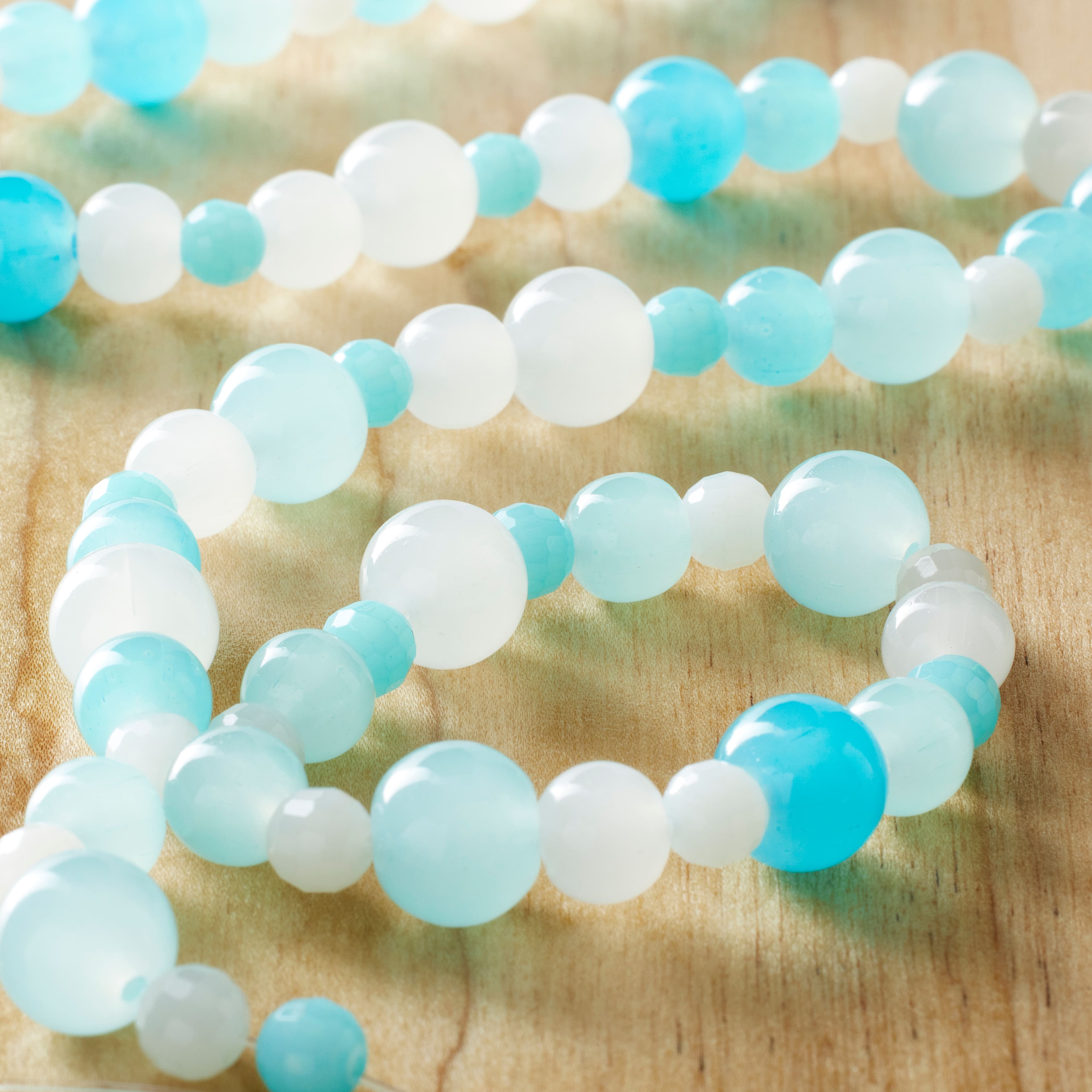 12 Pack: Aqua Ombre Glass Round Beads by Bead Landing™