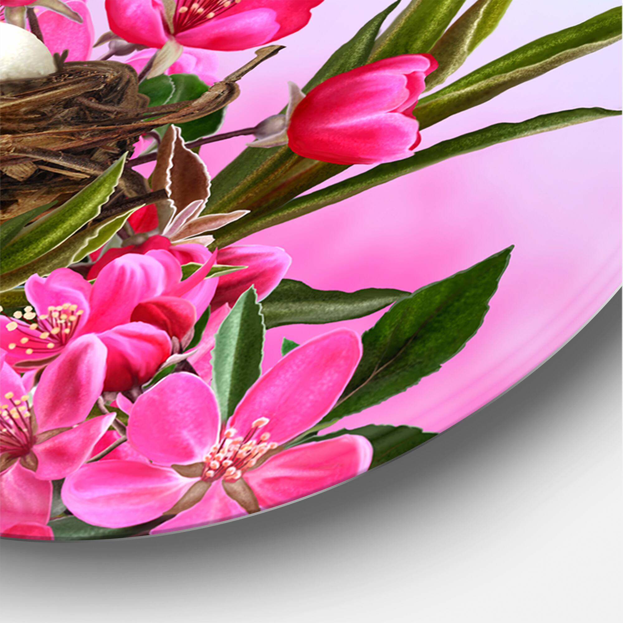 Designart - Little Yellow Bird Near The Nest with Flowers