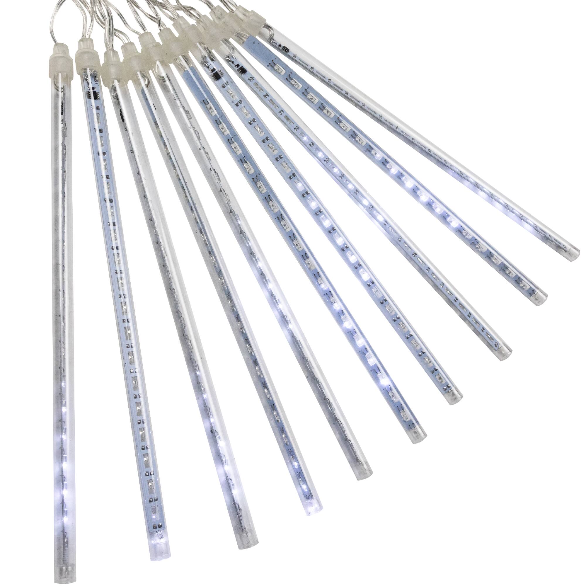 LED Lighted Snowfall Icicle Christmas Lights - Polar White - 15' Clear Wire - 10ct