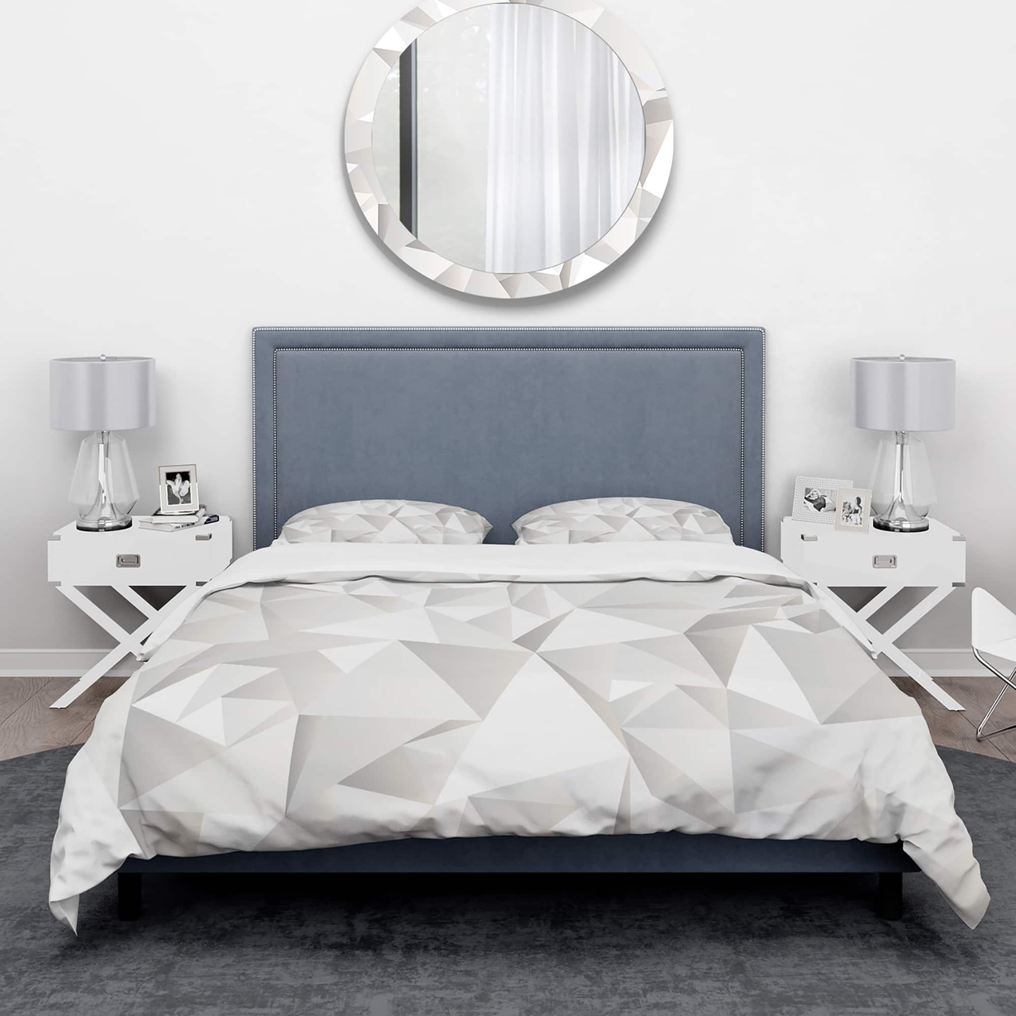 Designart 'White Crumpled Abstract' Scandinavian Bedding Set - Duvet Cover & Shams