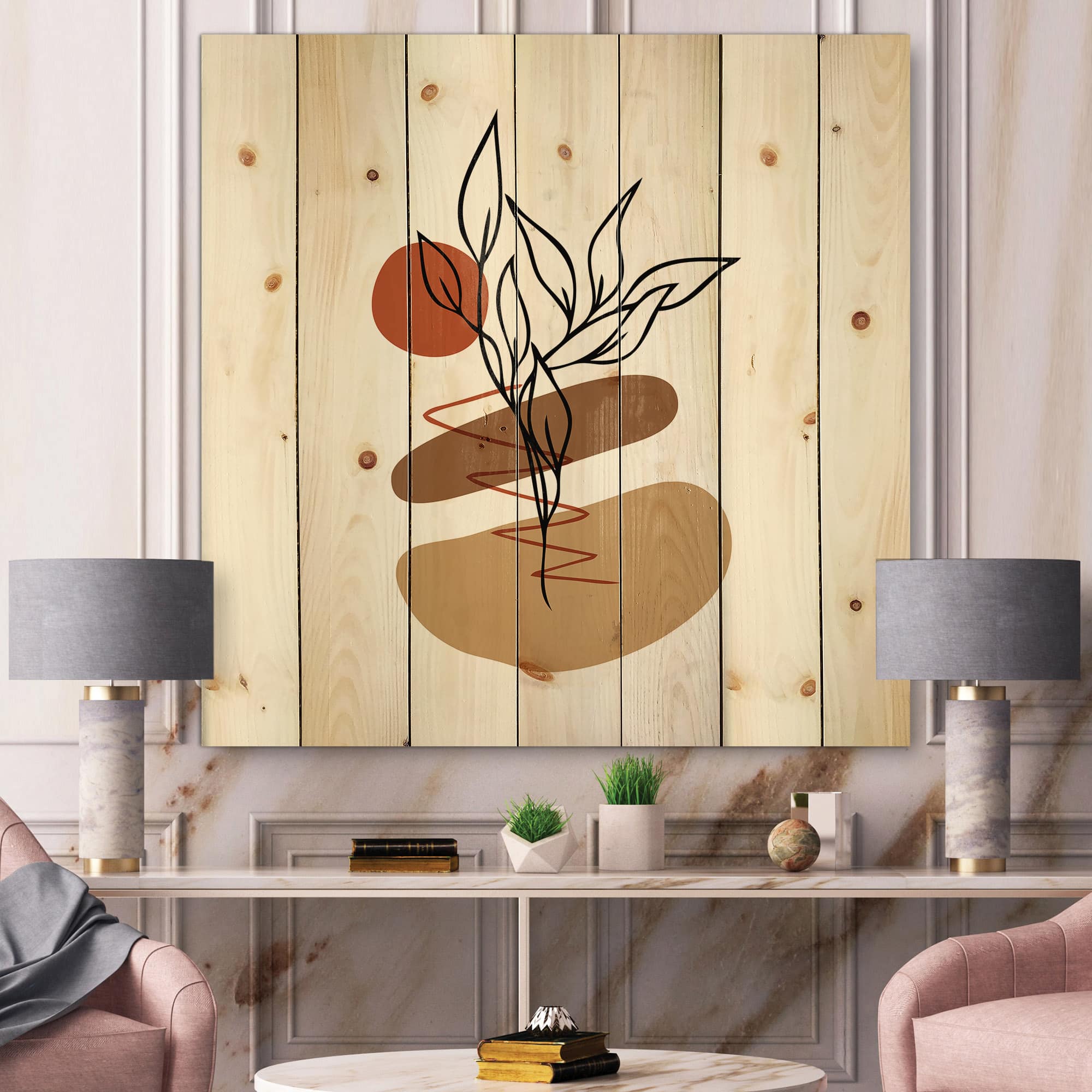 Designart - Elementary Shapes With Abstract Flowers Plants II