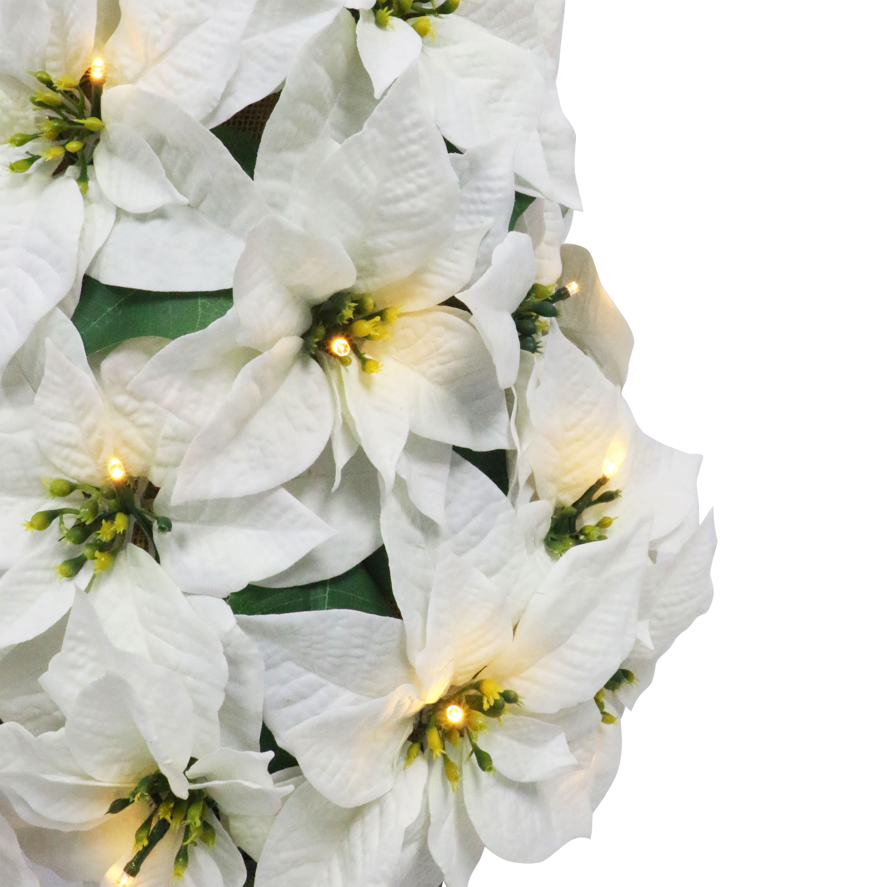 36" Pre-Lit Battery-Operated Artificial Potted Poinsettias