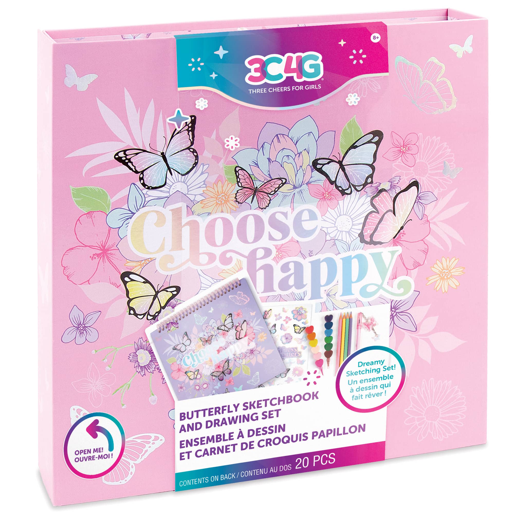 Make It Real 3C4G: Butterfly Sketchbook & Drawing Set, 20pcs