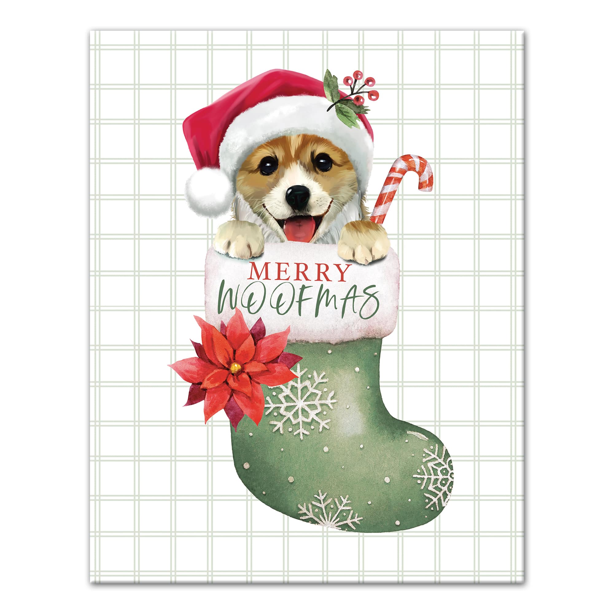 Puppy Stocking Canvas Wall Art