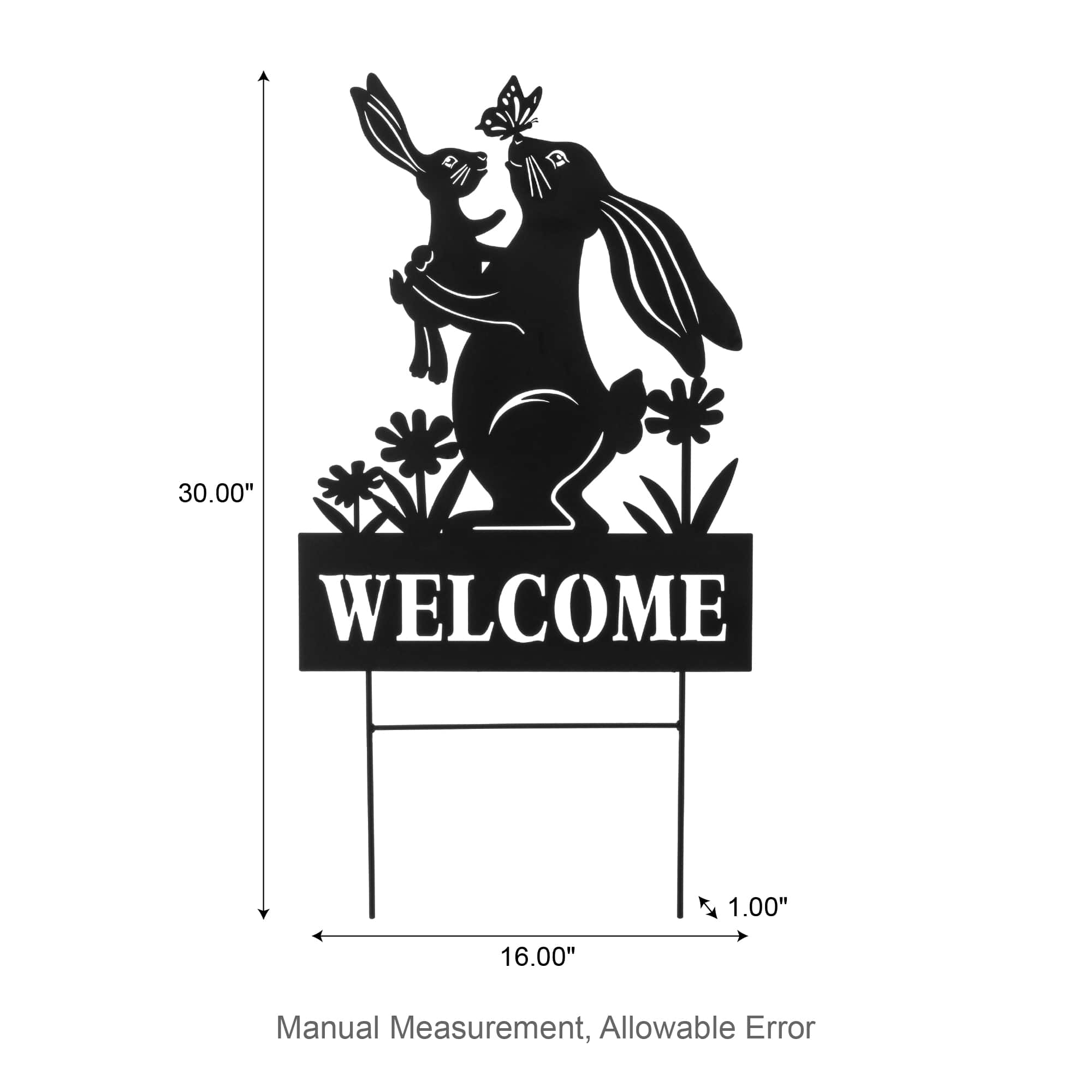 Glitzhome® 30" 2-in-1 Painted Metal Rabbit Silhouette Garden Yard Stake & Wall Decor