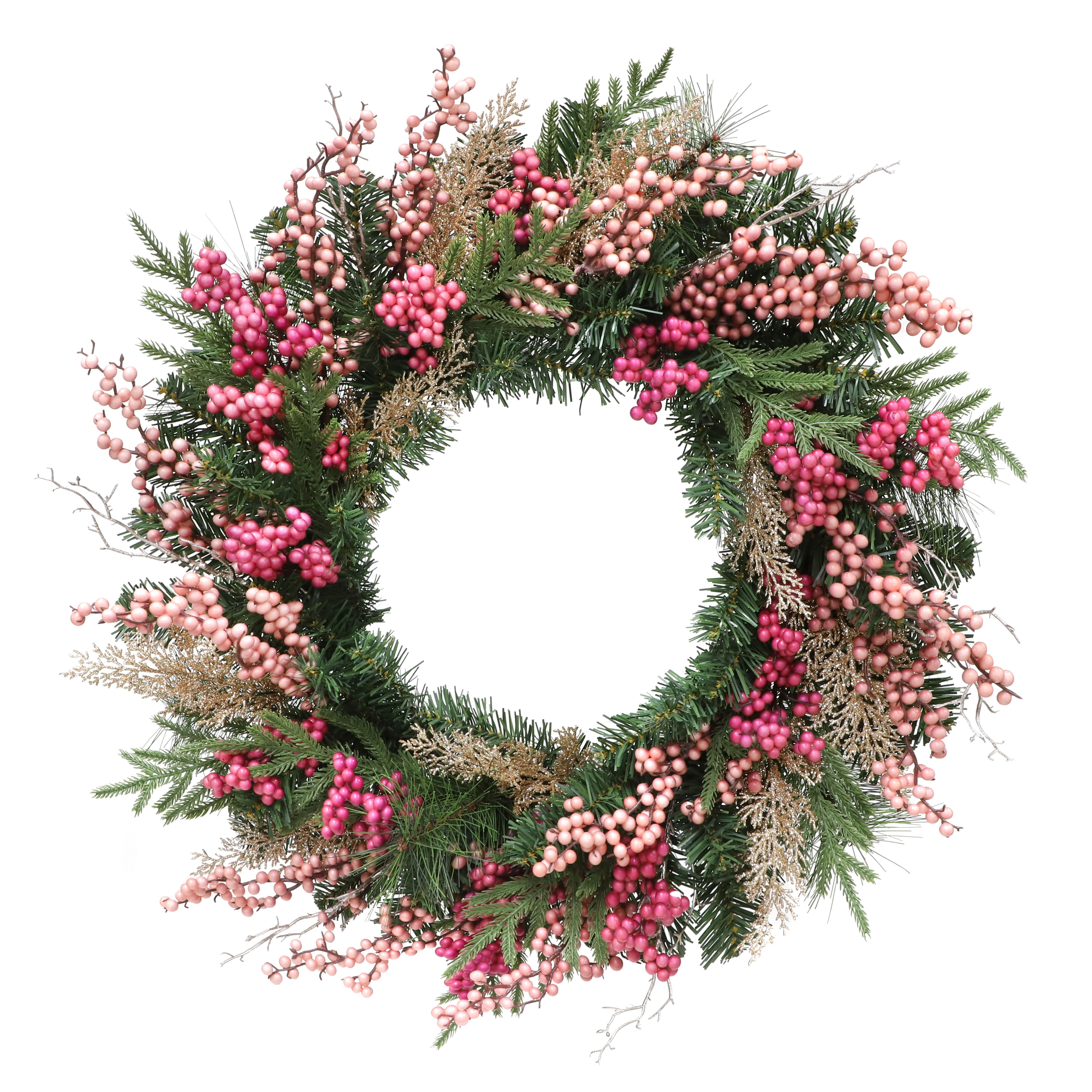 26" Pink Berry & Mixed Pine Wreath by Ashland®