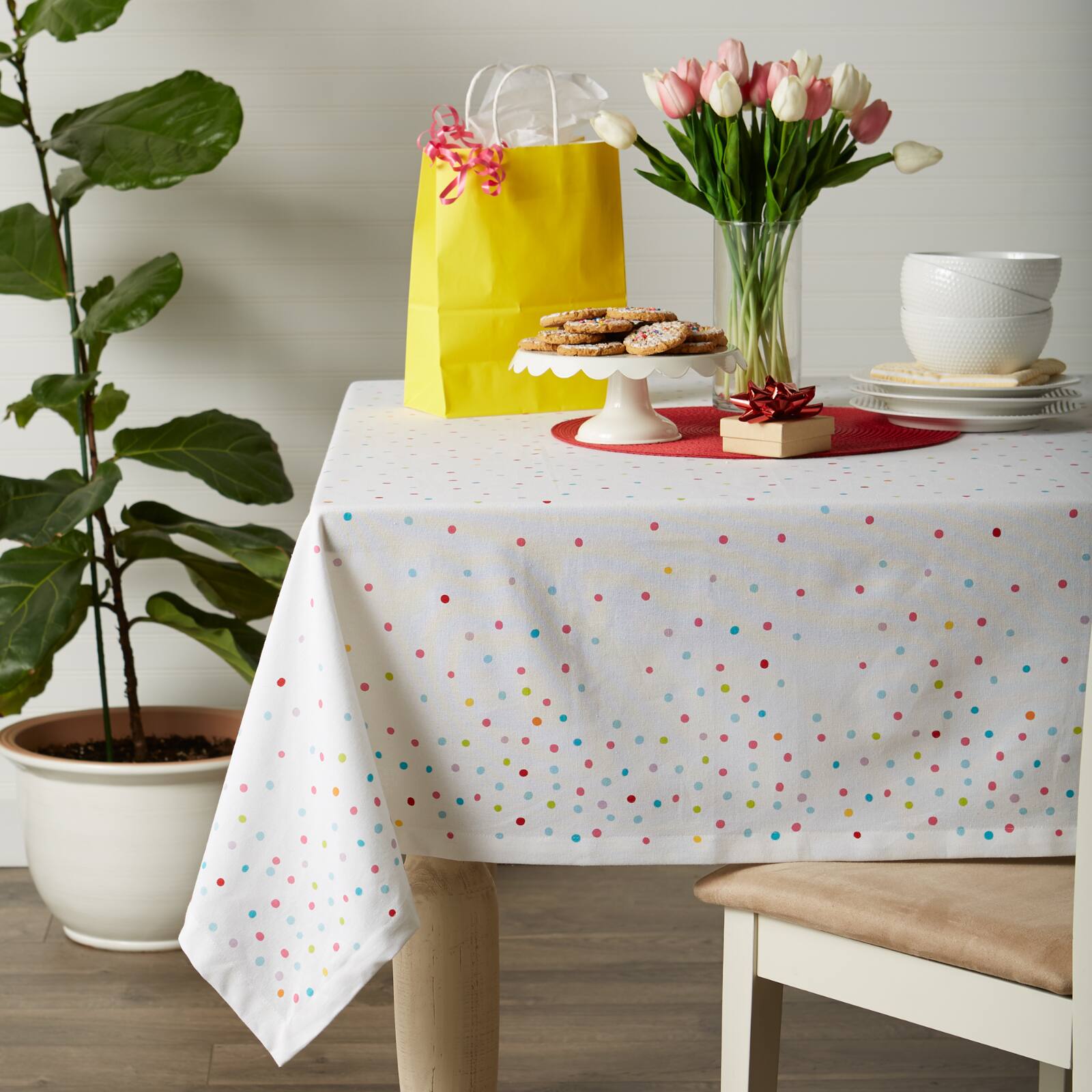 Confetti Toss Print Printed Tablecloth 60" x 84"