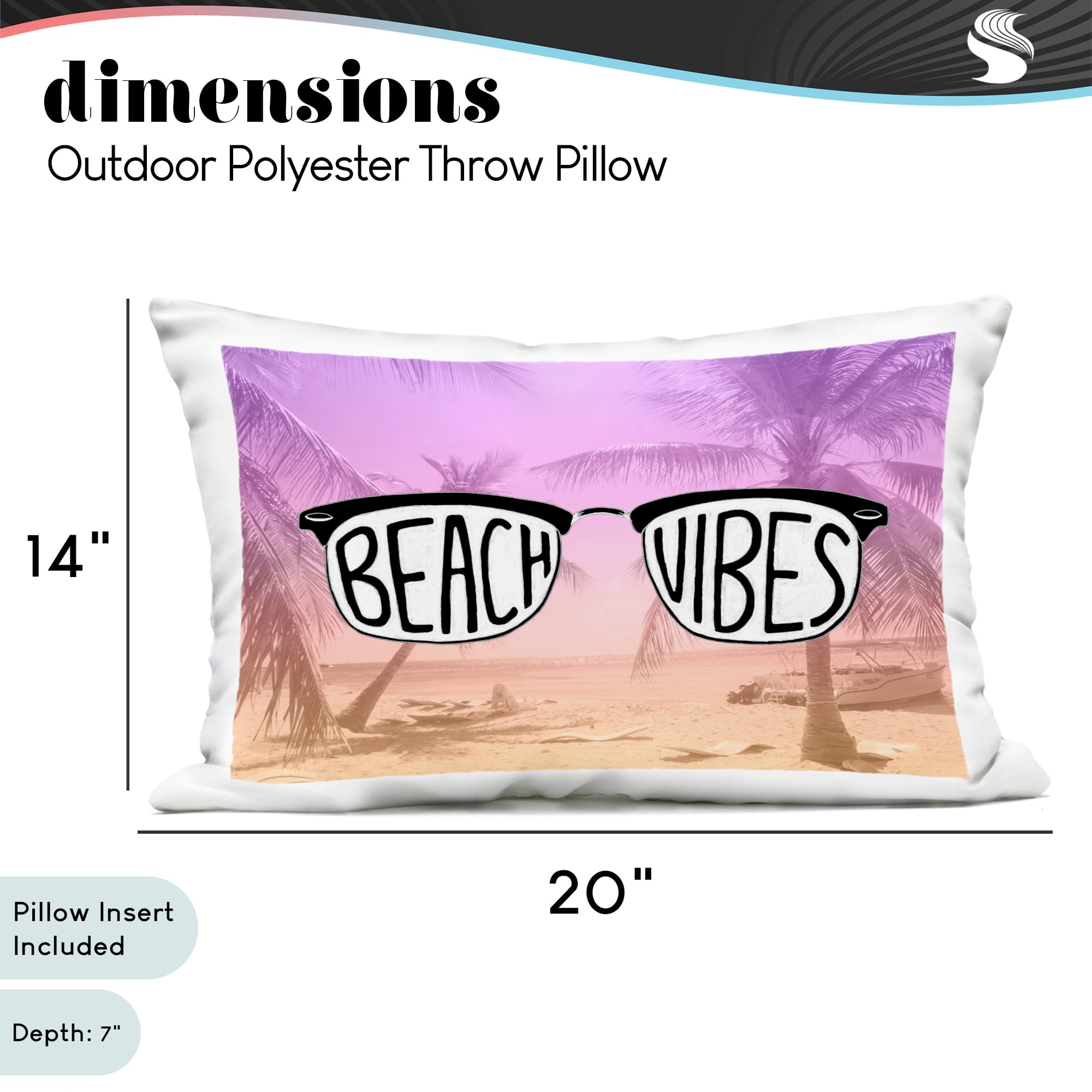 Stupell Industries 14" x 20" Tropical Beach Vibes Outdoor Print Throw Pillow
