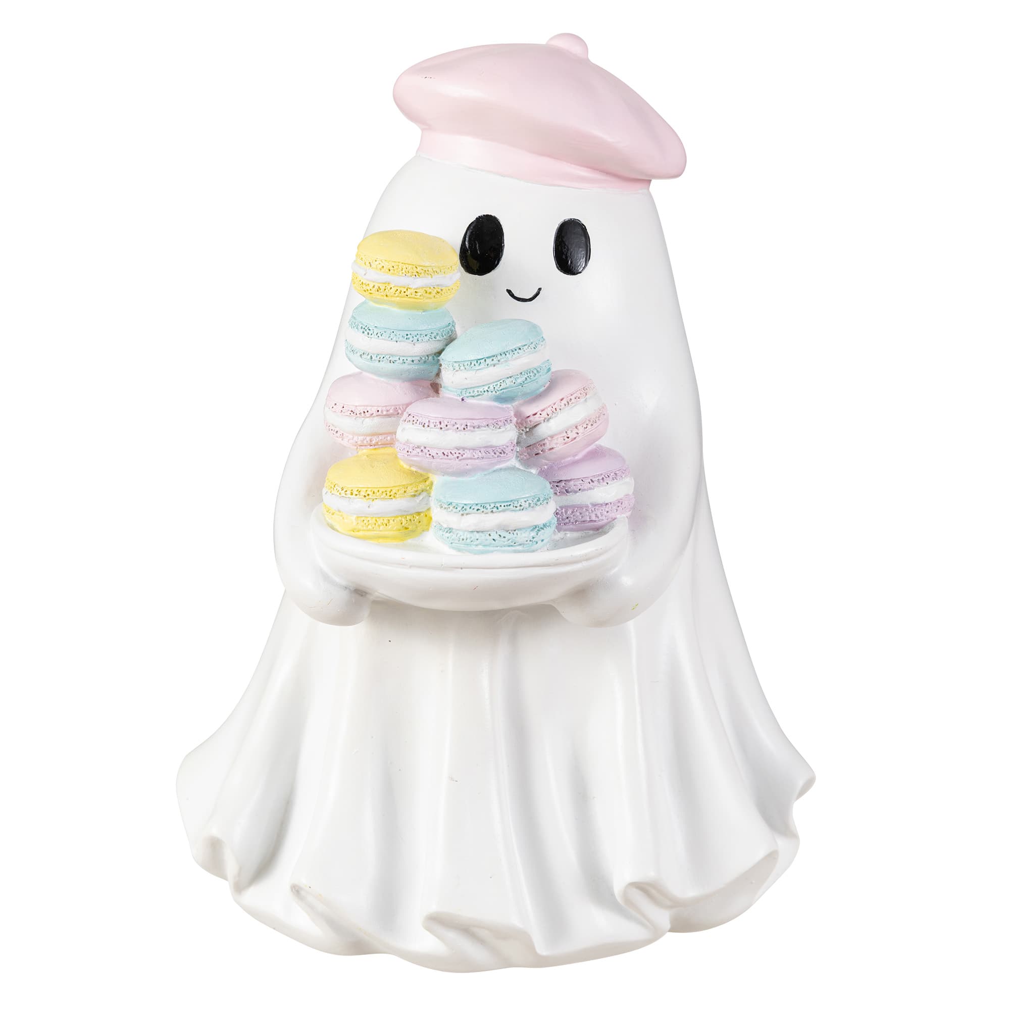 Glitzhome® 9.75" Halloween Polyresin Ghost with Macarons Table Decor