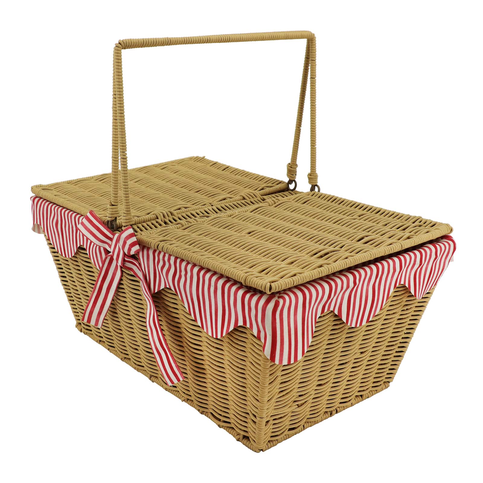 Red & White Stripe Picnic Basket by Celebrate It™