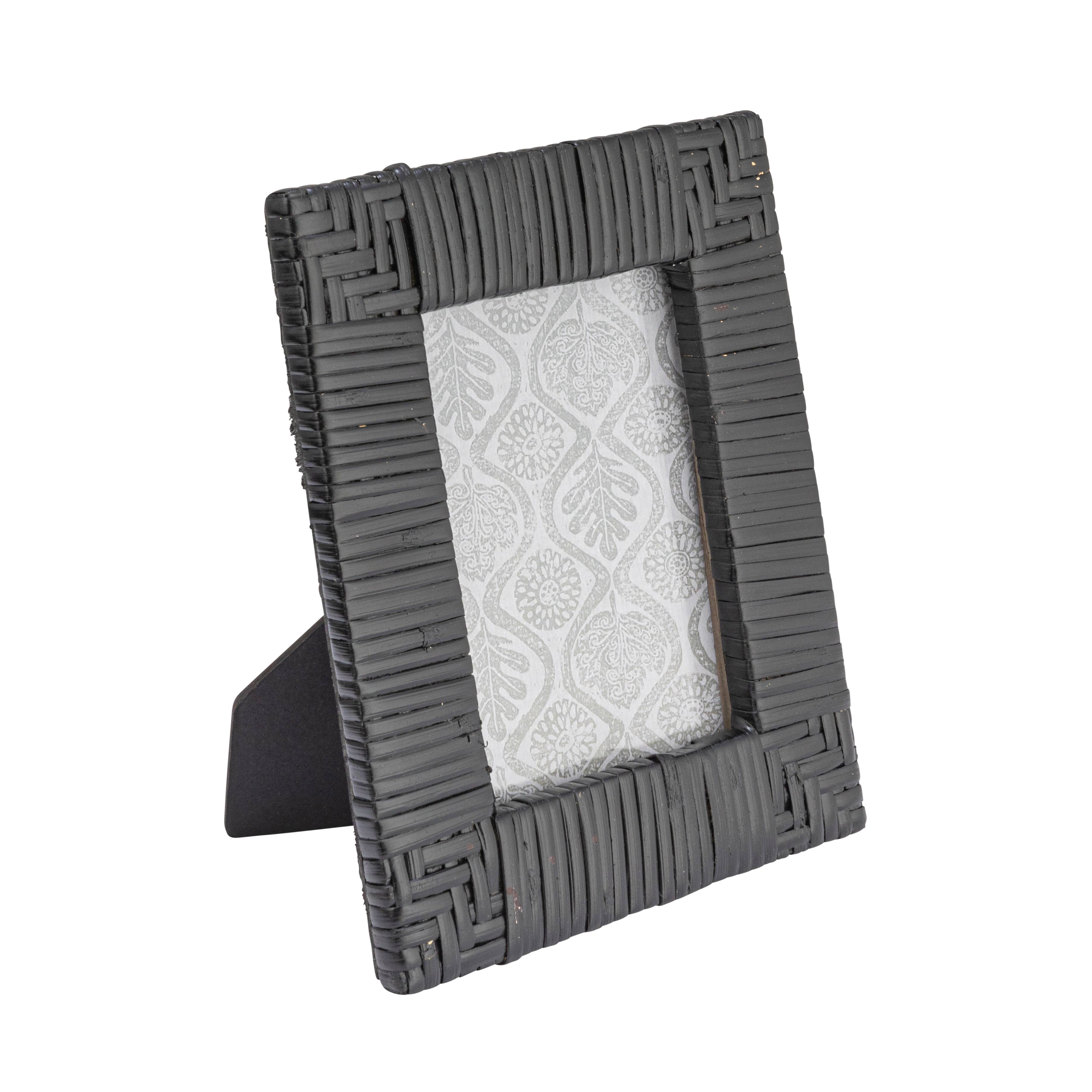 Hello Honey® Black Handwoven Rattan Photo Frame