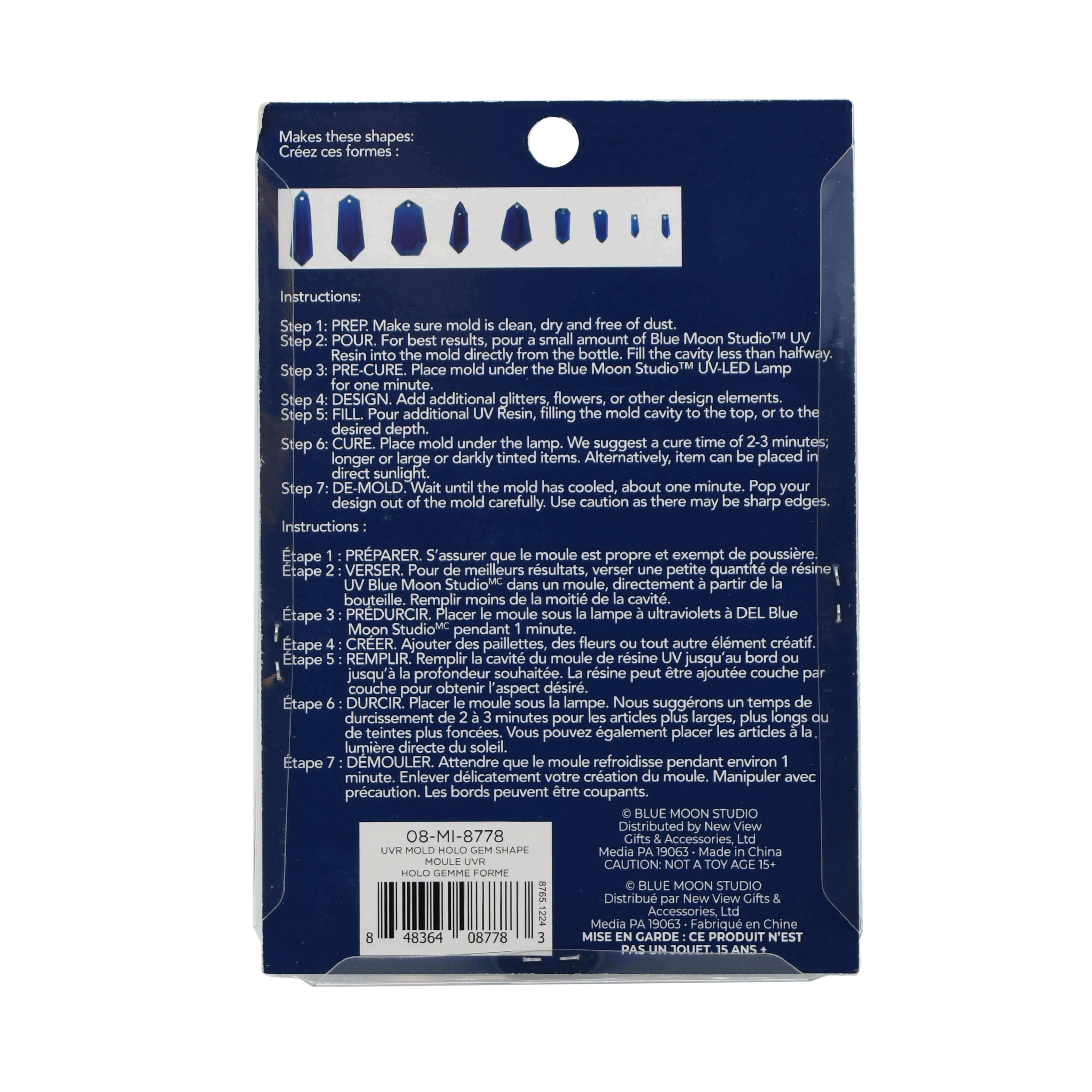 Blue Moon Studio™ UV Resin Craft Holographic Faceted Gems Silicone Mould