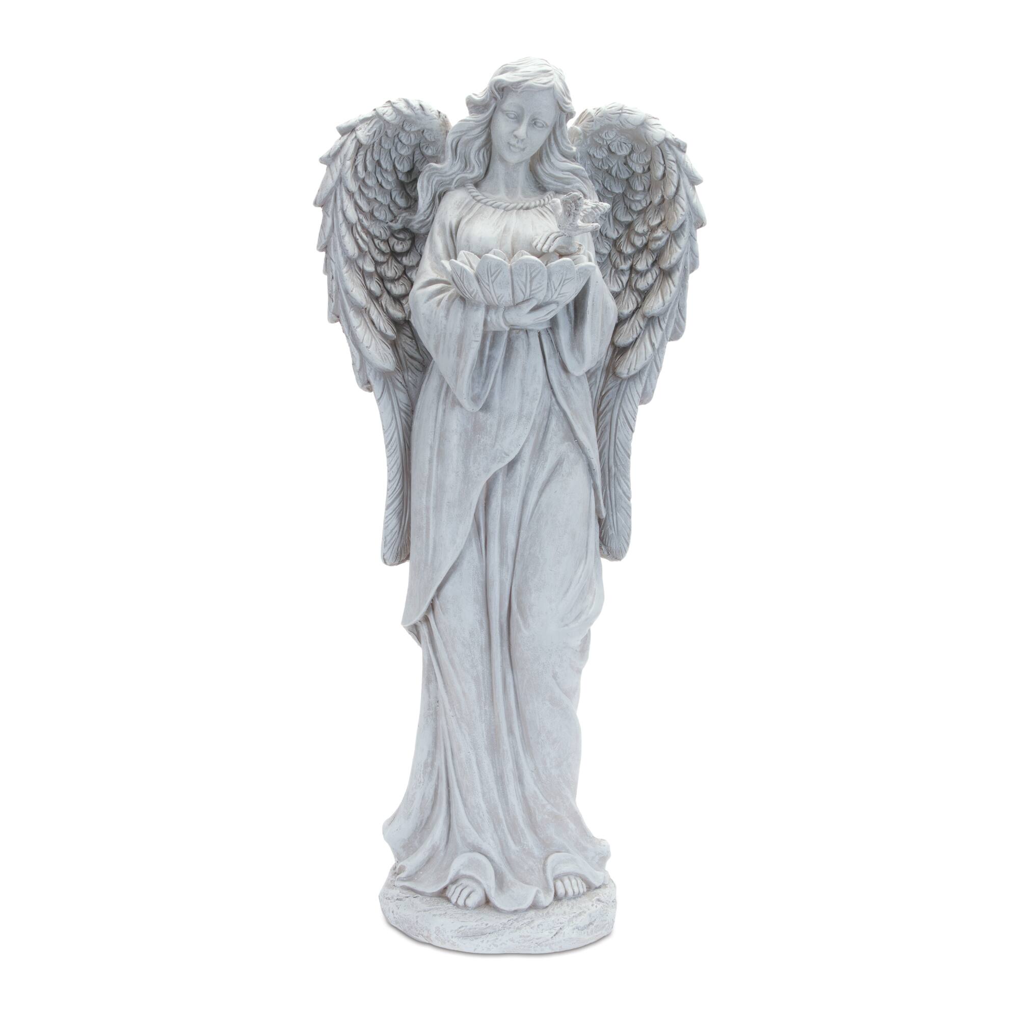 28.5" Gray Elegant Angel Statue Tabletop Décor