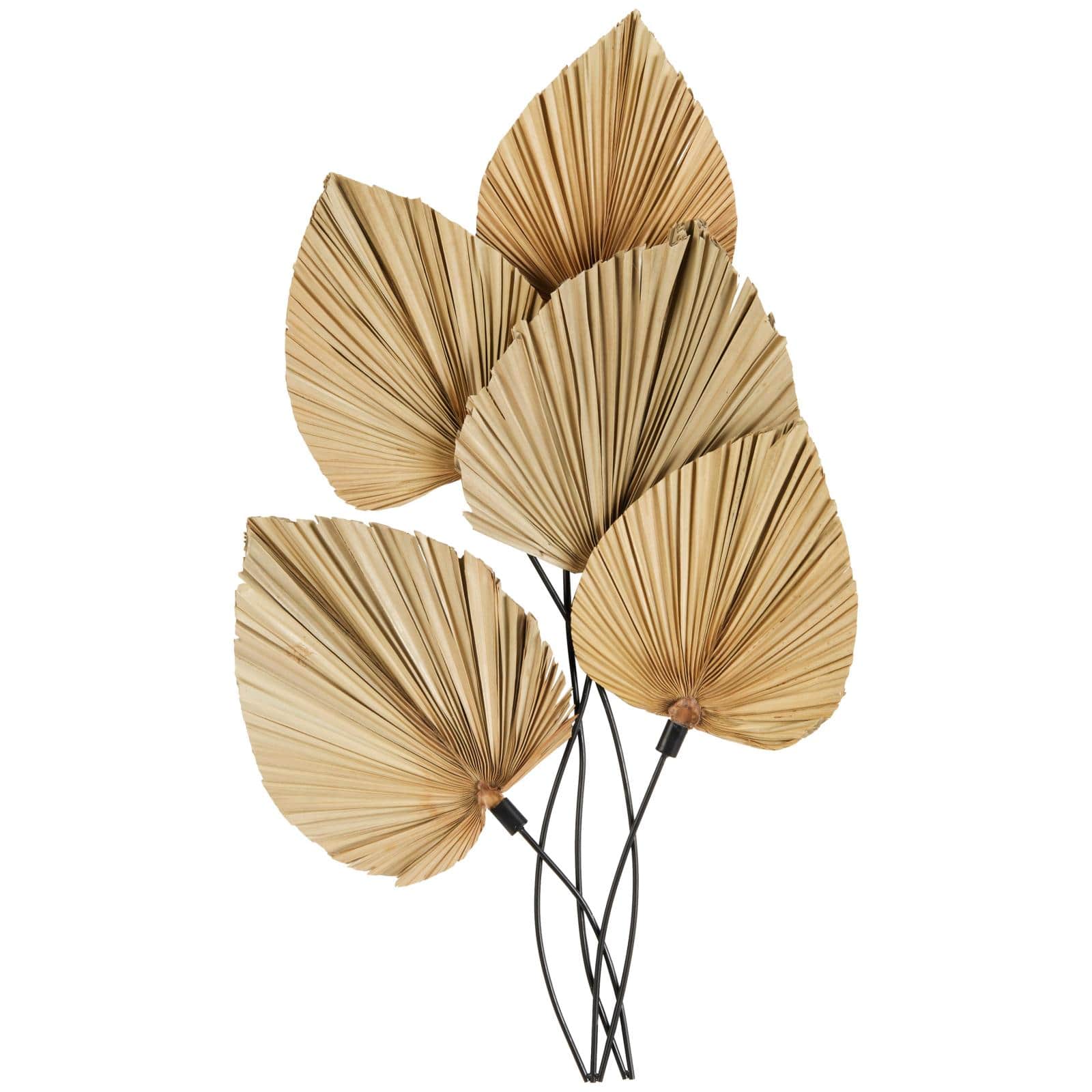 23" x 40" Brown Metal Leaf Layered with Palm Leaf Accents Wall Décor