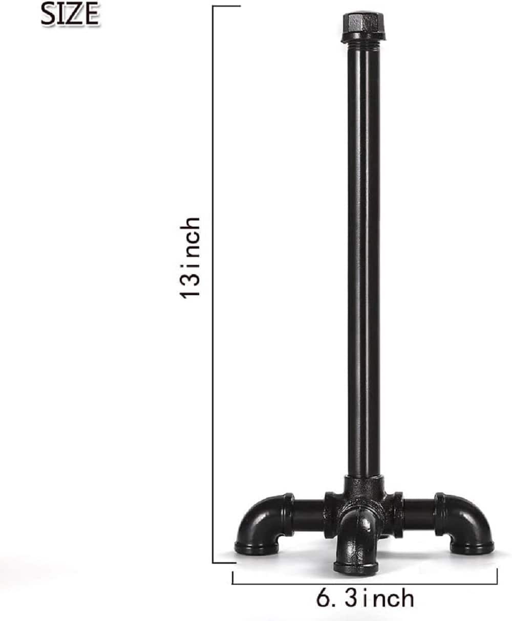 Black Standing Kitchen Industrial Pipe Paper Towel Holder