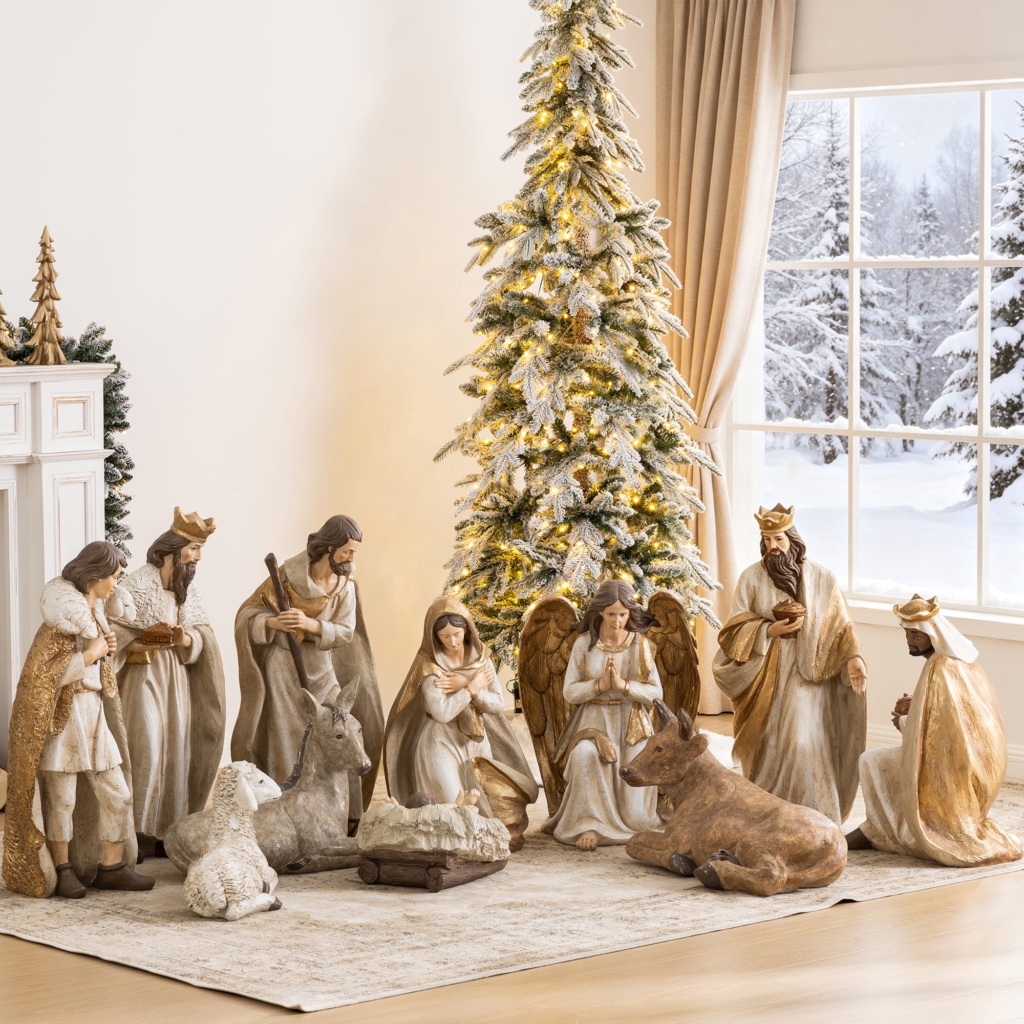 Glitzhome® 31.75" 12-Piece Majestic Oversized Christmas Nativity Figurine Set