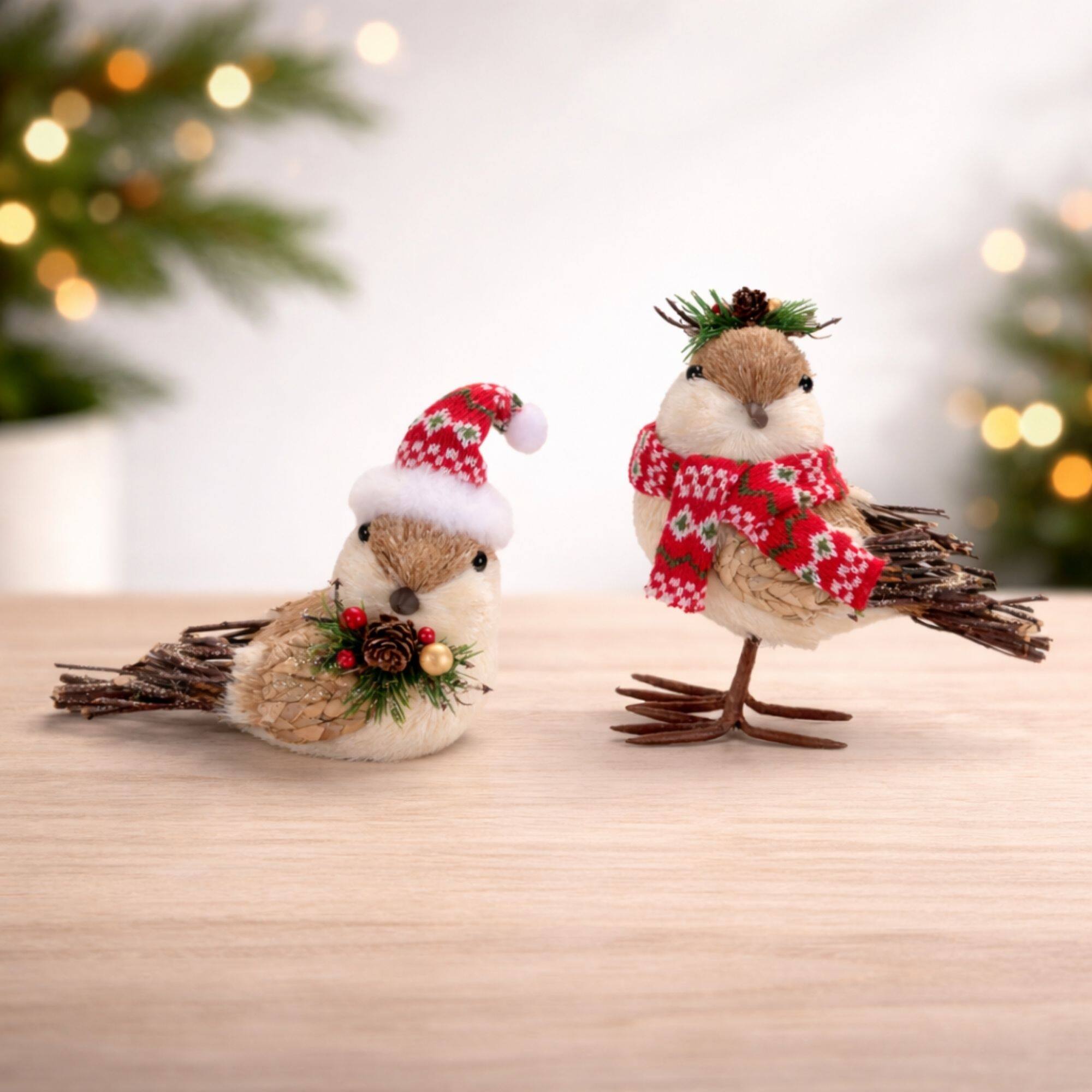 Melrose Winter Bird Figurines with Knit Hats & Scarves Set