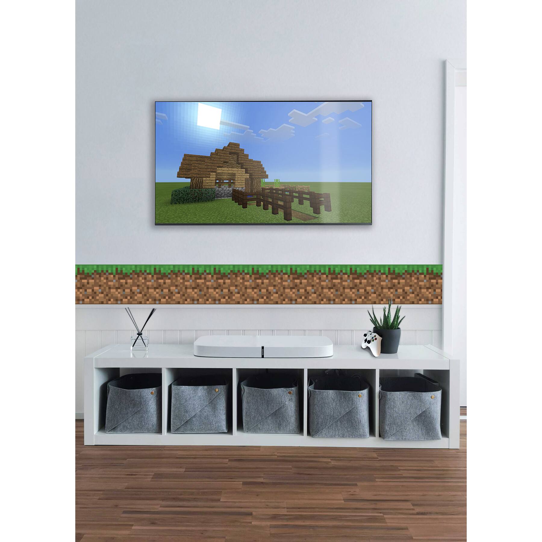 RoomMates Minecraft Iconic Grass Peel & Stick Wallpaper Border