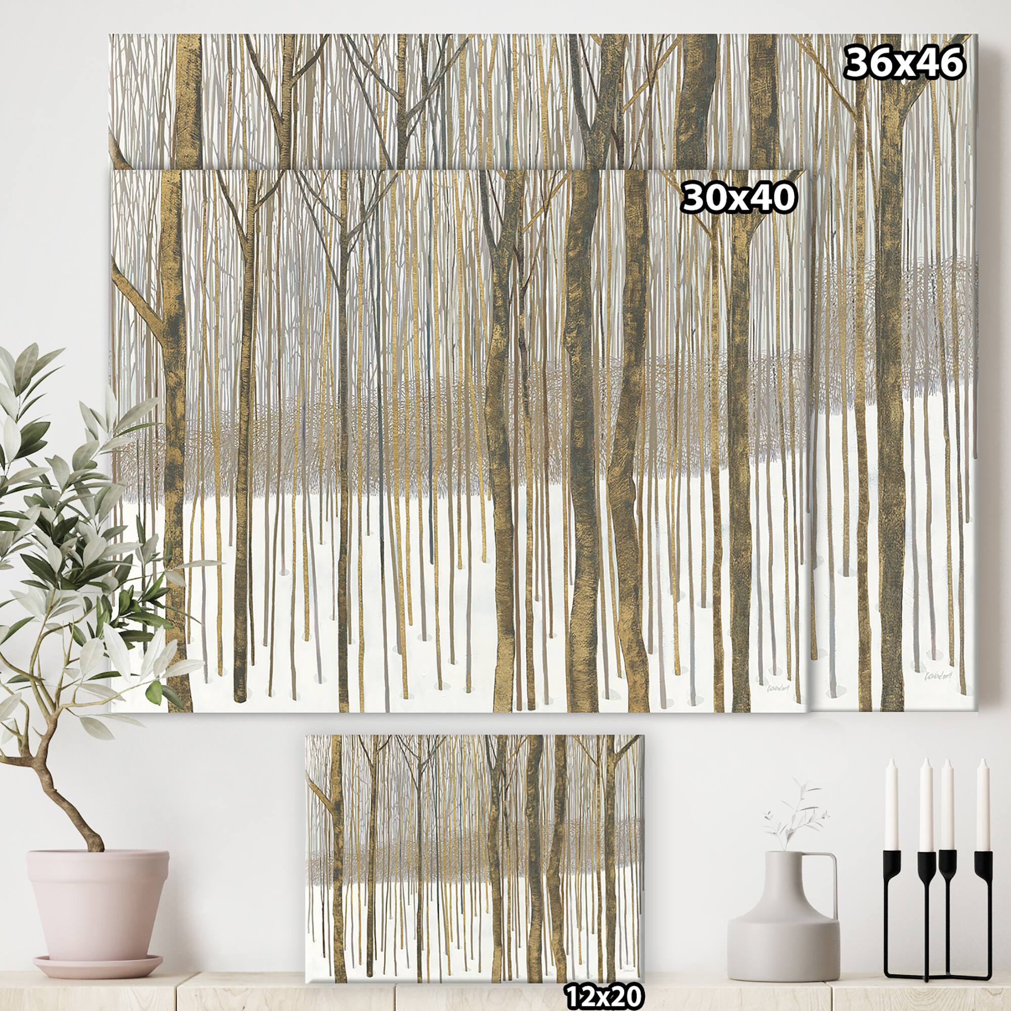 Designart - Forest in Winter Gold