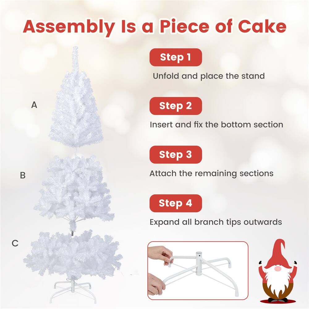 Costway 6ft. Unlit White Pine Artificial Christmas Tree