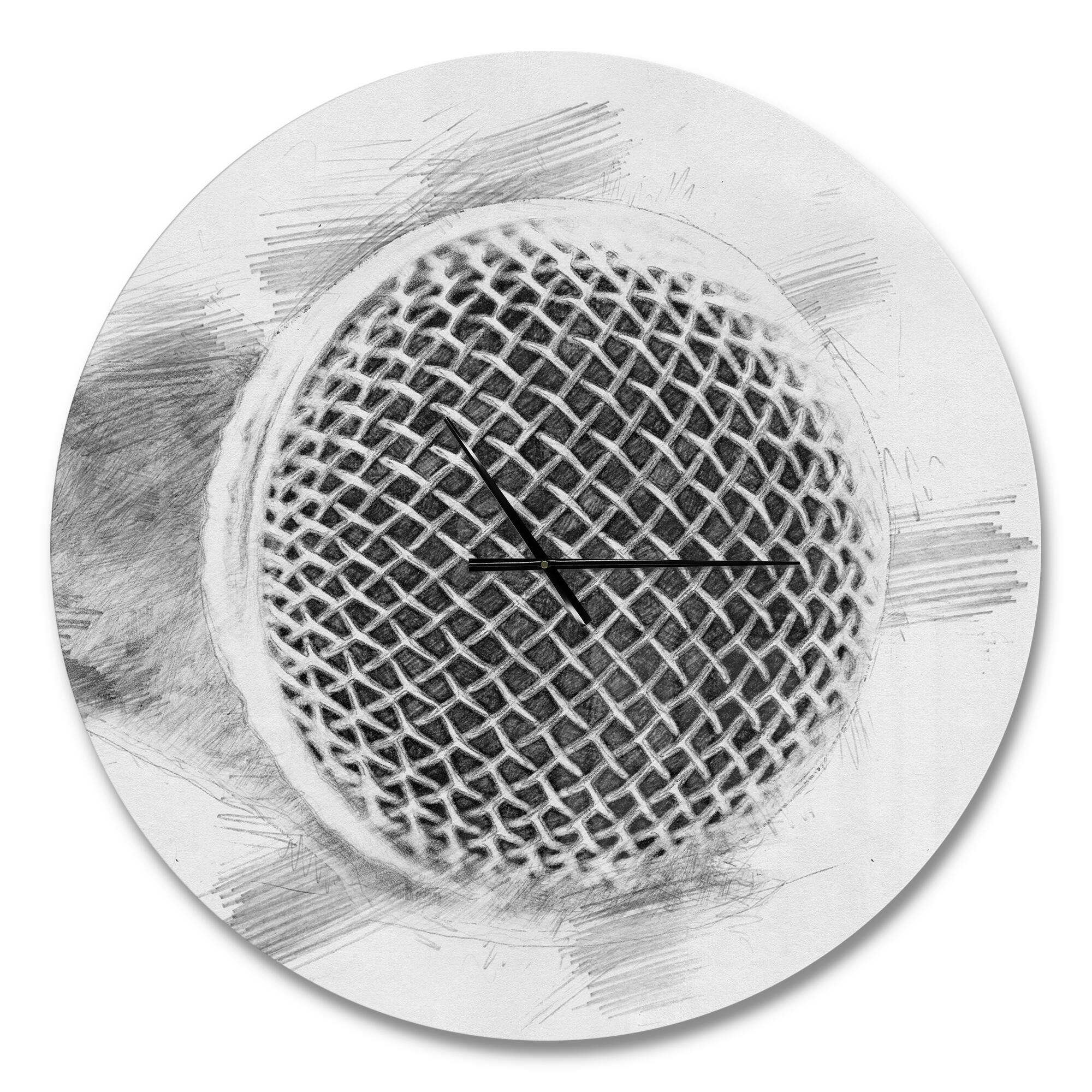 Designart 'Microphone In Pencil Sketch Modern Wall Clock