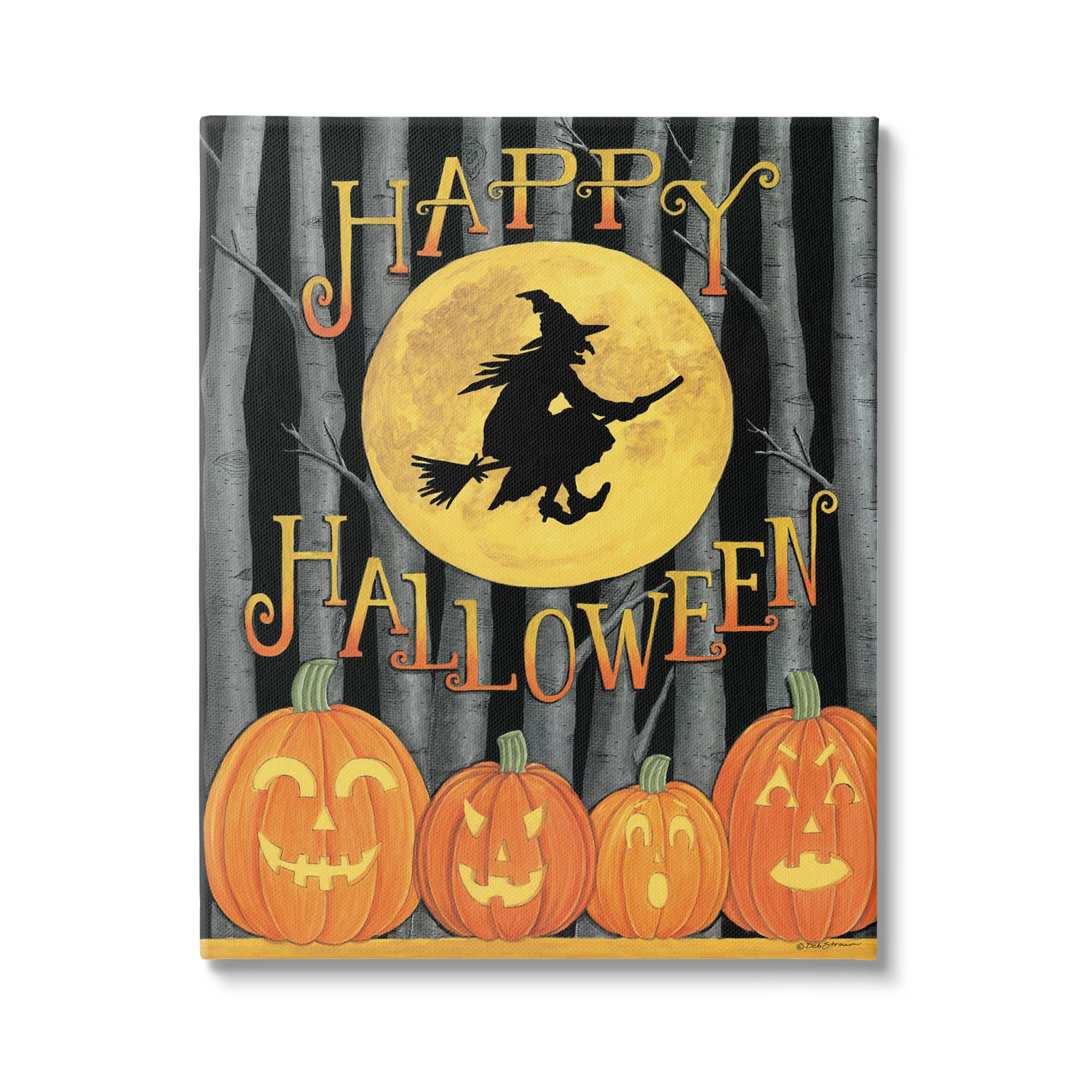 Stupell Industries Happy Halloween Forest Witch Canvas Wall Art