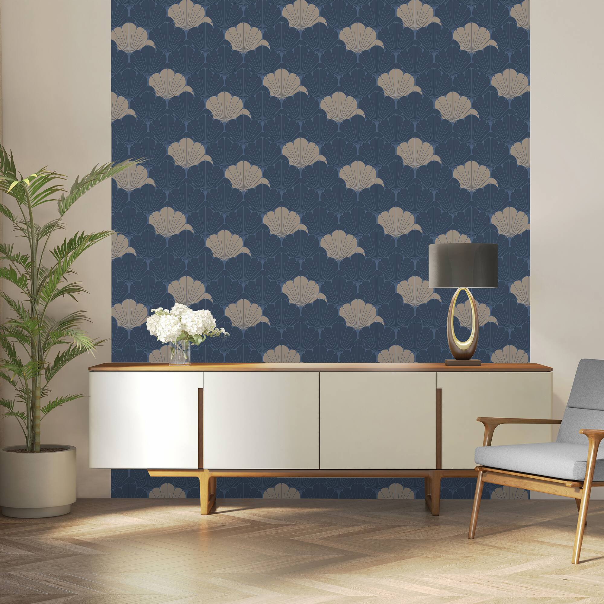 Designs Direct Giant Art Deco Gingko Leaf Wallpaper