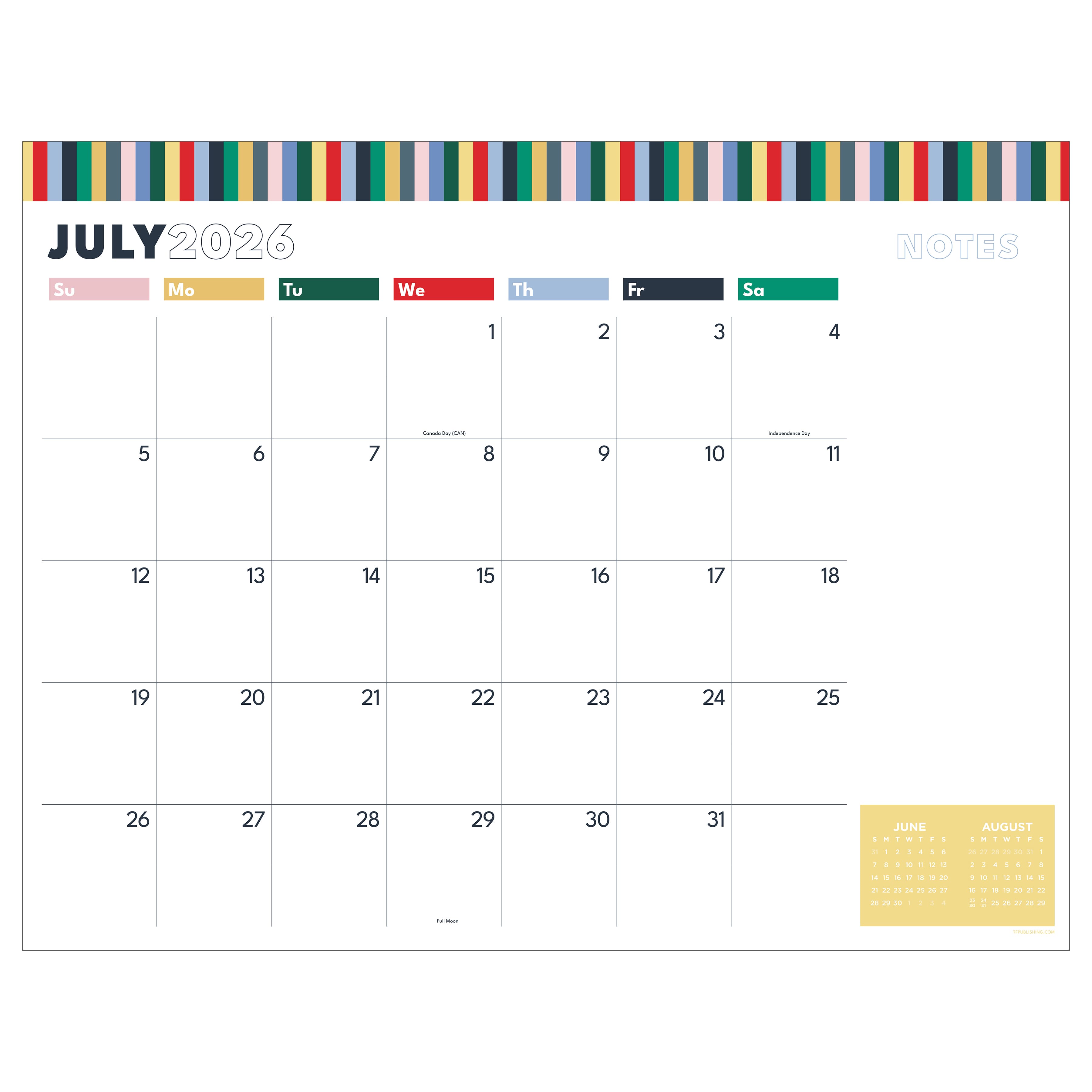 TF Publishing Large 2026-27 Long Weekend Desk Pad Monthly Blotter Calendar
