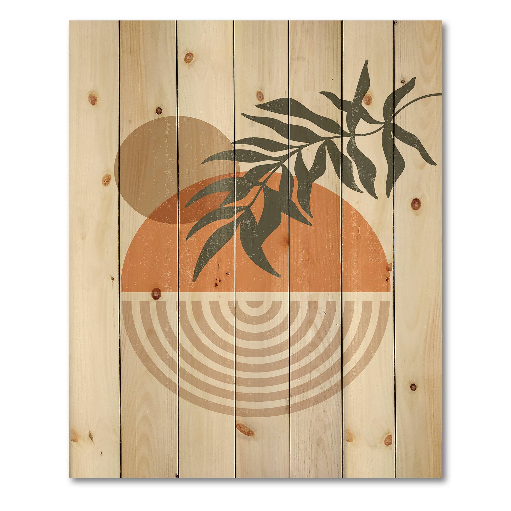 Designart - Abstract Geometrical Sun and Moon With Leaf I