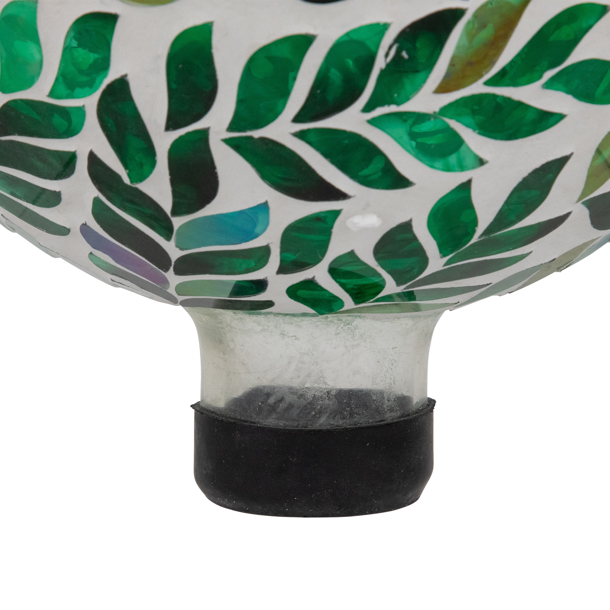 10" White & Green Mosaic Iridescent Leaves Outdoor Garden Gazing Ball