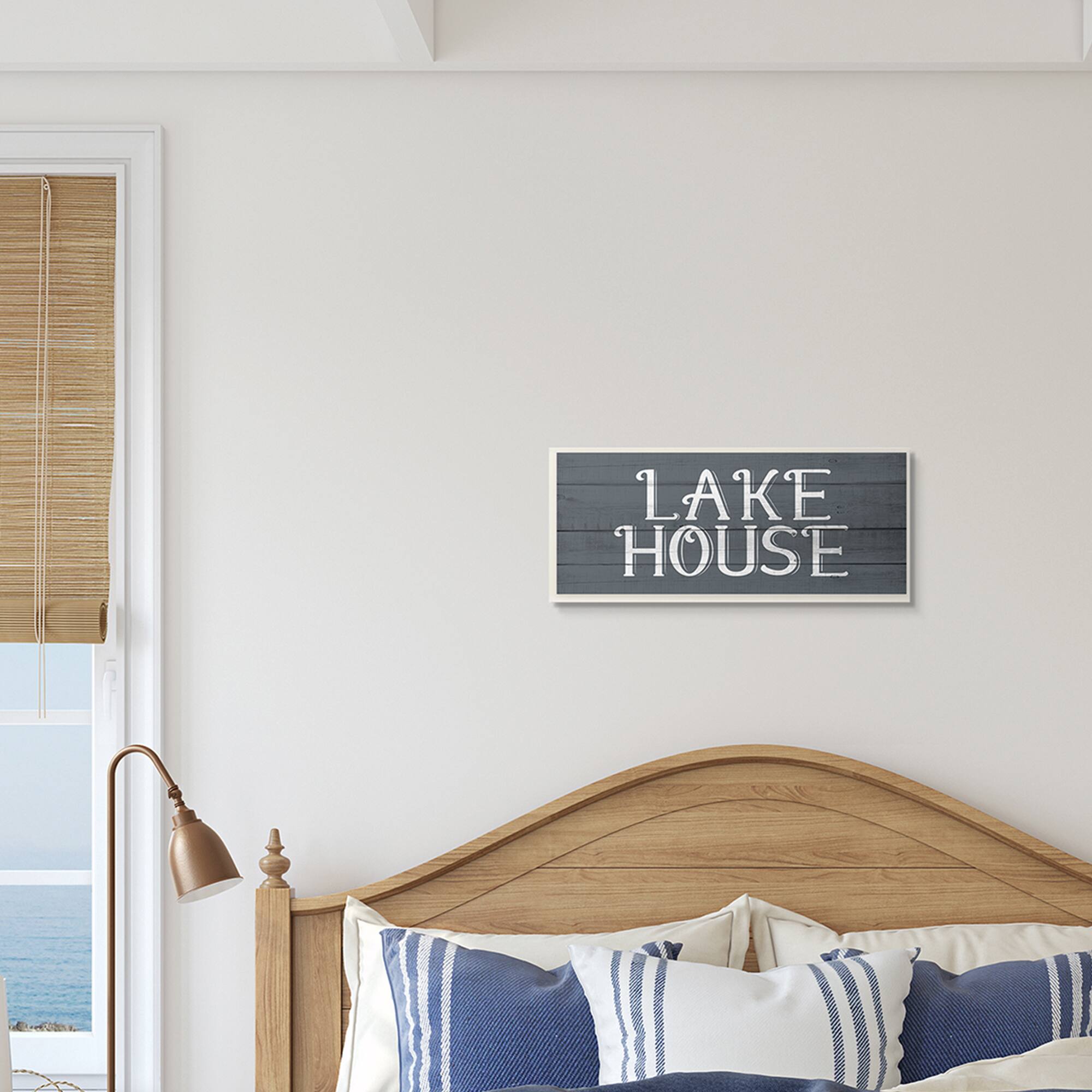 Stupell Industries Blue Lake House Sign Wooden Wall Plaque
