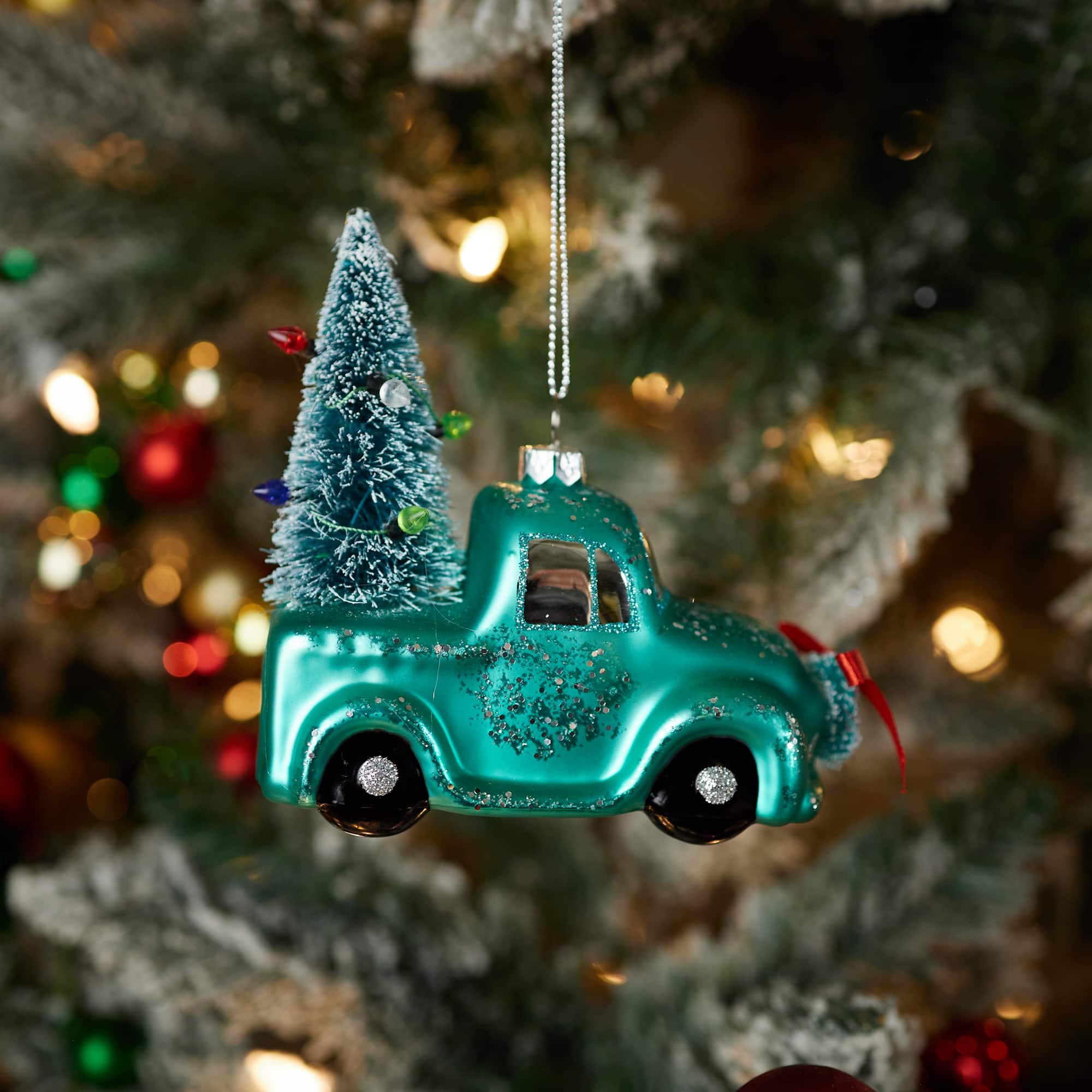 Melrose 4.5" Truck & Tree Glass Ornaments, 12ct.