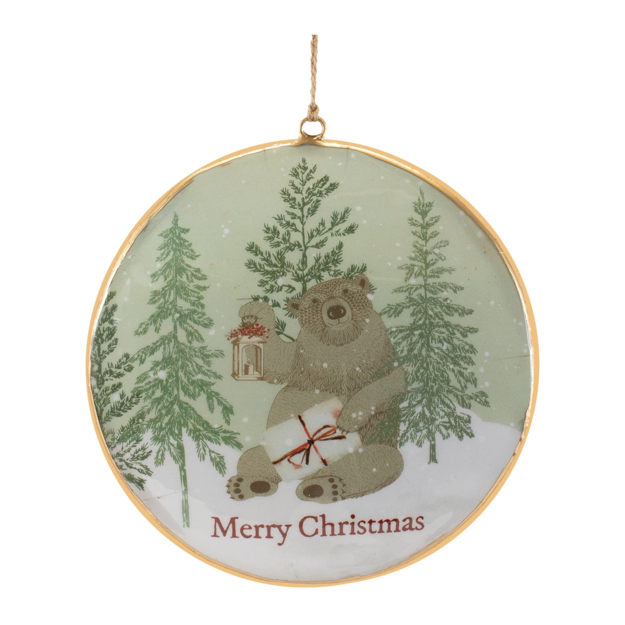 5.75" Woodland Christmas Sentiment Disc Ornament Set