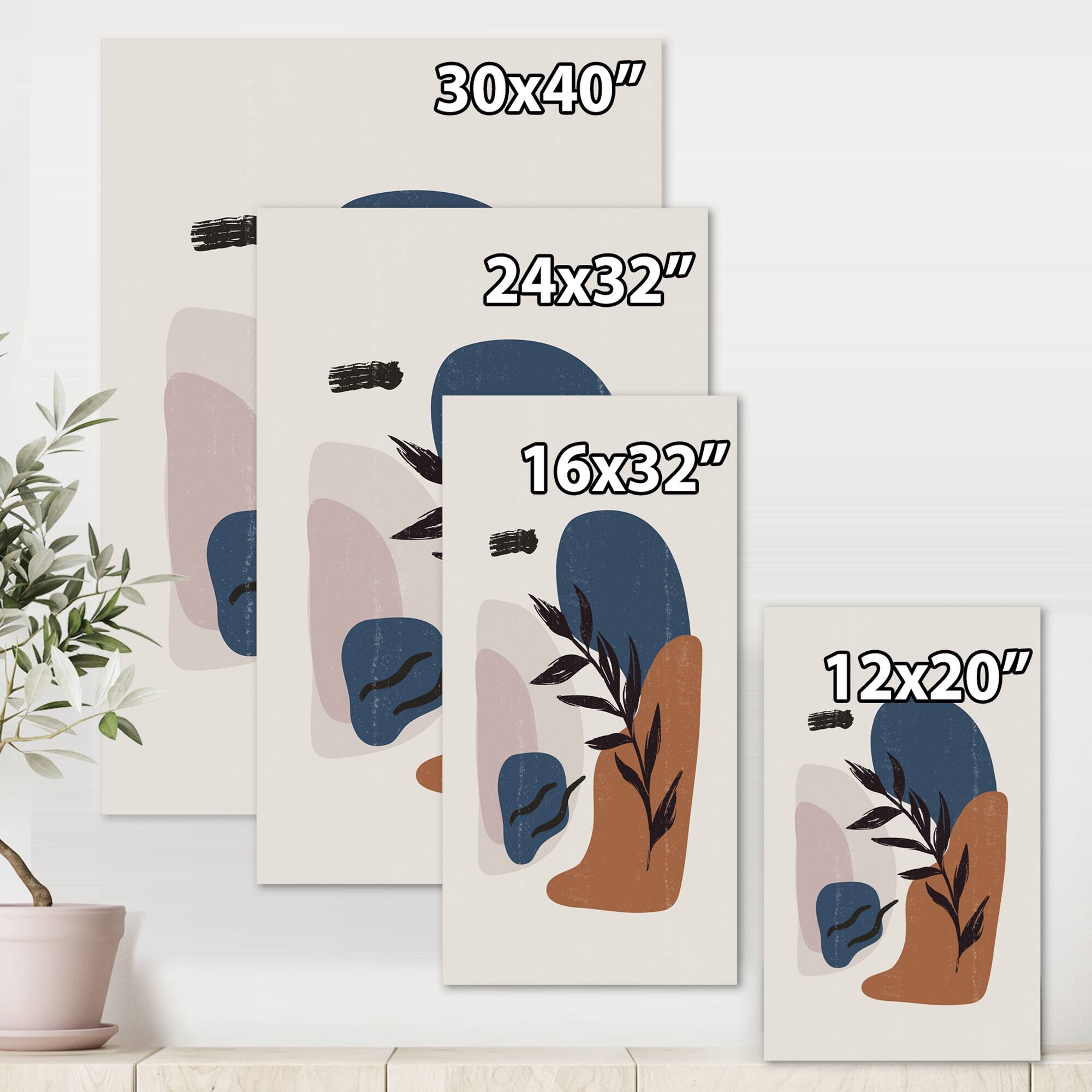 Designart - Botanical Vintage Print Boho Minimalist - Modern Canvas Wall Art Print