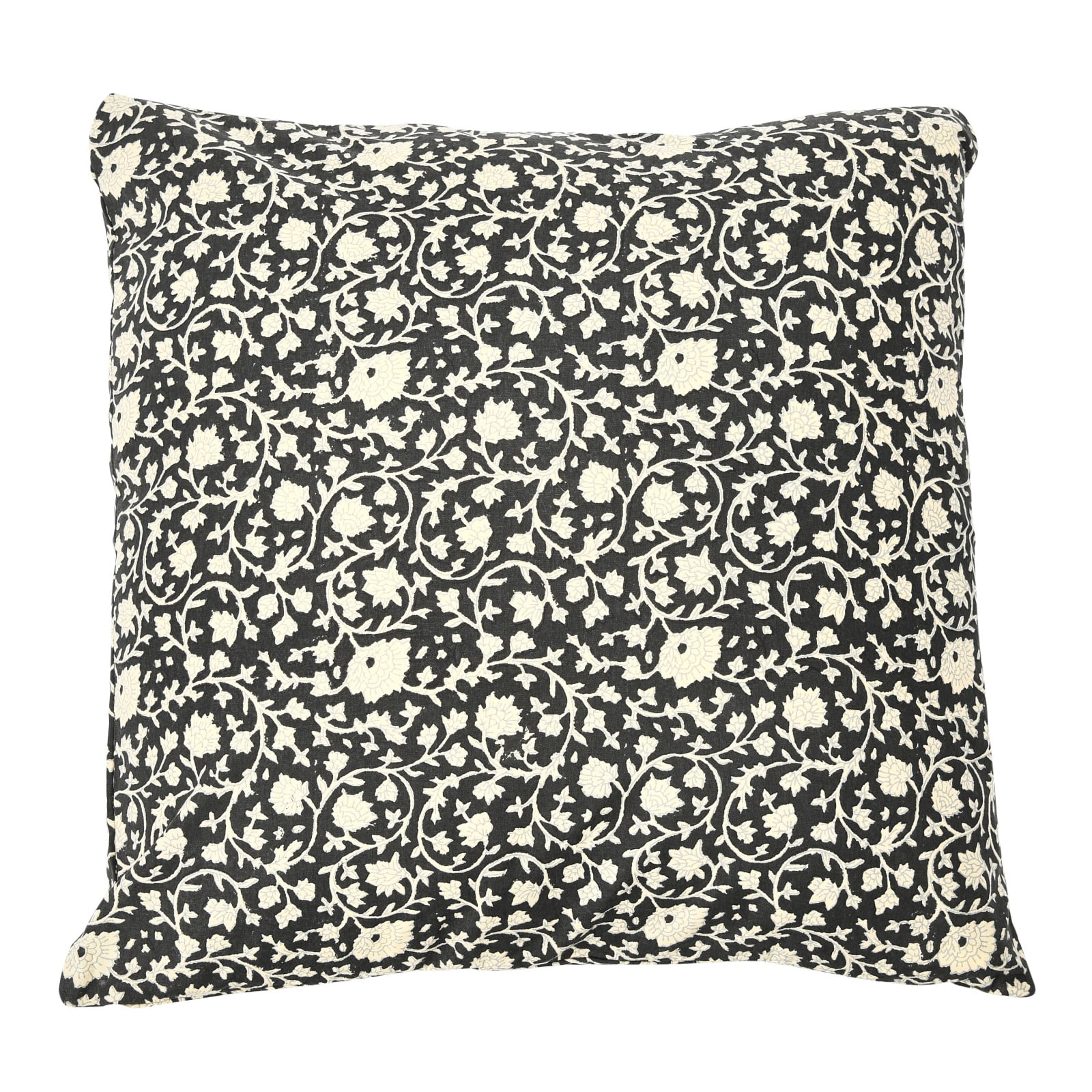 Hello Honey® Vintage Inspired Black and White Floral Block Pattern Throw Pillow