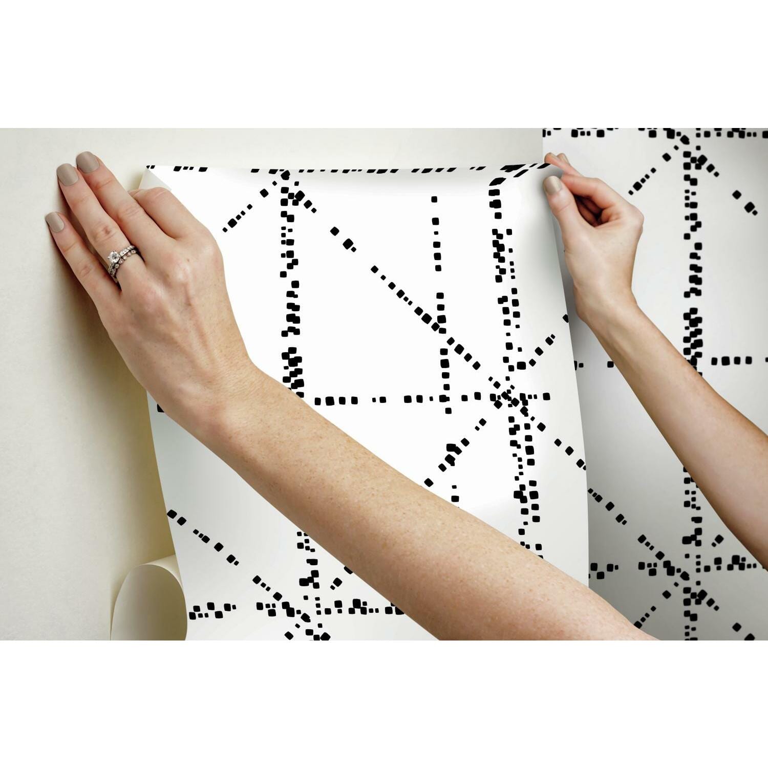 RoomMates Black Diamond Grid Specks Peel & Stick Wallpaper