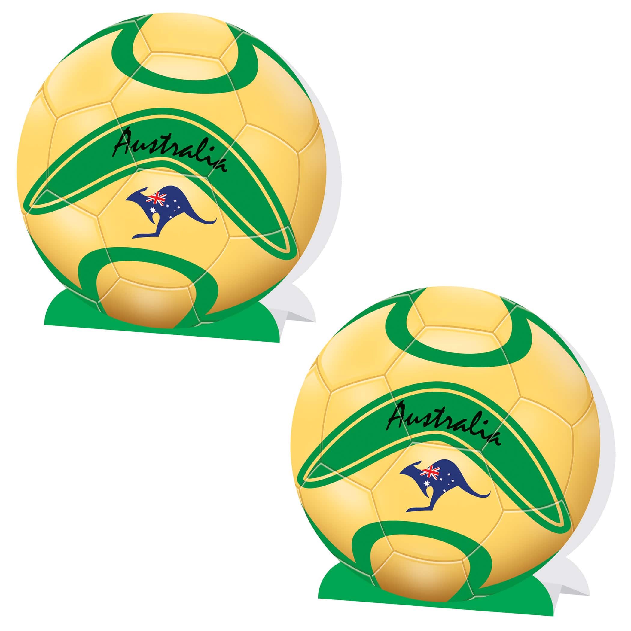 9.25" Australia 3D Soccer Ball Centerpieces, 2ct.