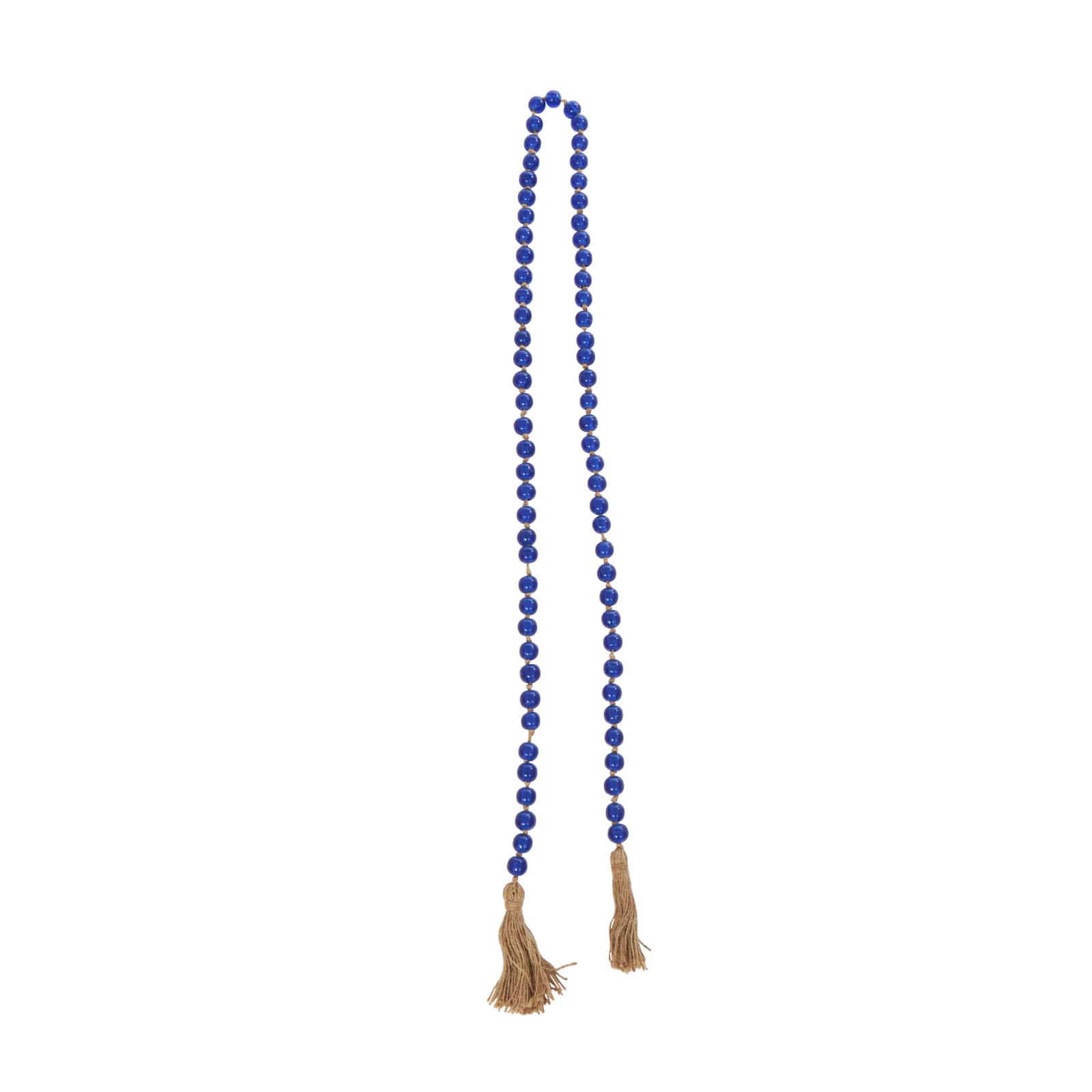 86.5" Handmade Round Glass Beaded Garland with Jute Tassel