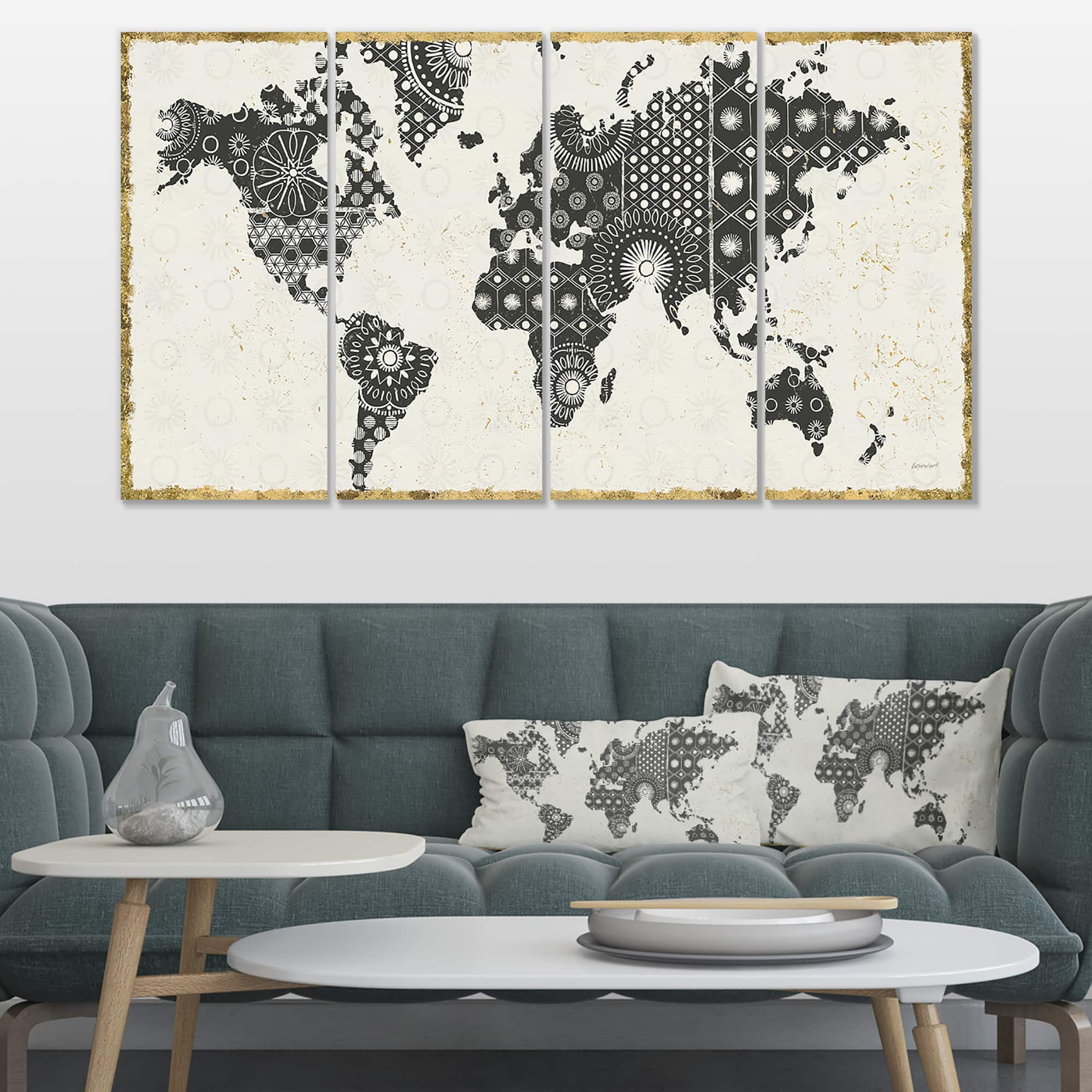 Designart - Madallions Map - Traditional Gallery-wrapped Canvas