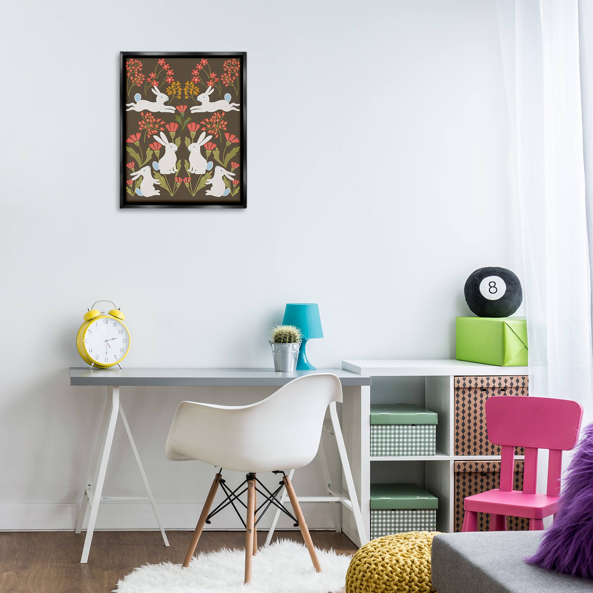 Stupell Industries Wild Spring Blooms & Rabbits Floating Frame Wall Art