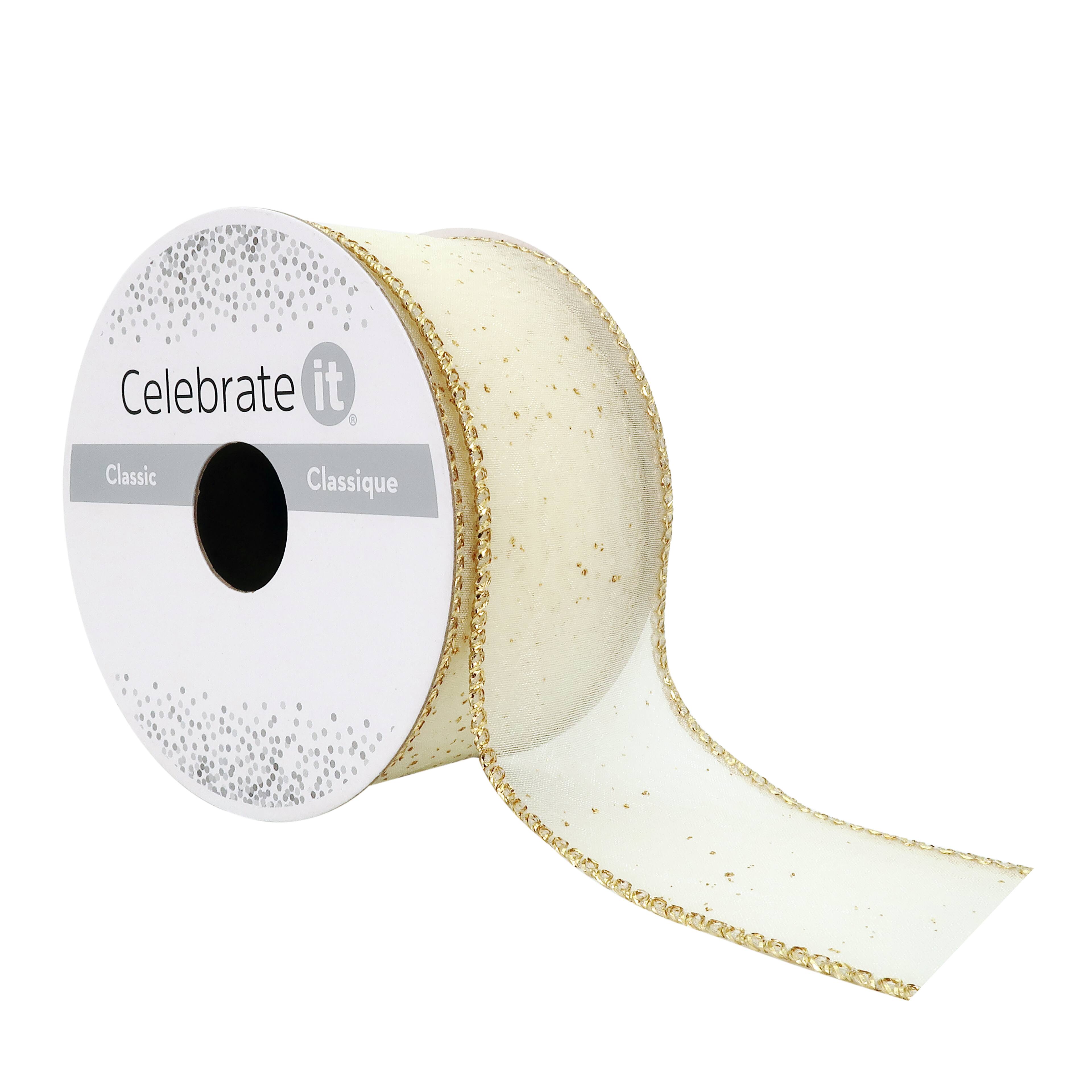 1.5" x 3yd. Sheer Wired Sparkle Ribbon by Celebrate It®