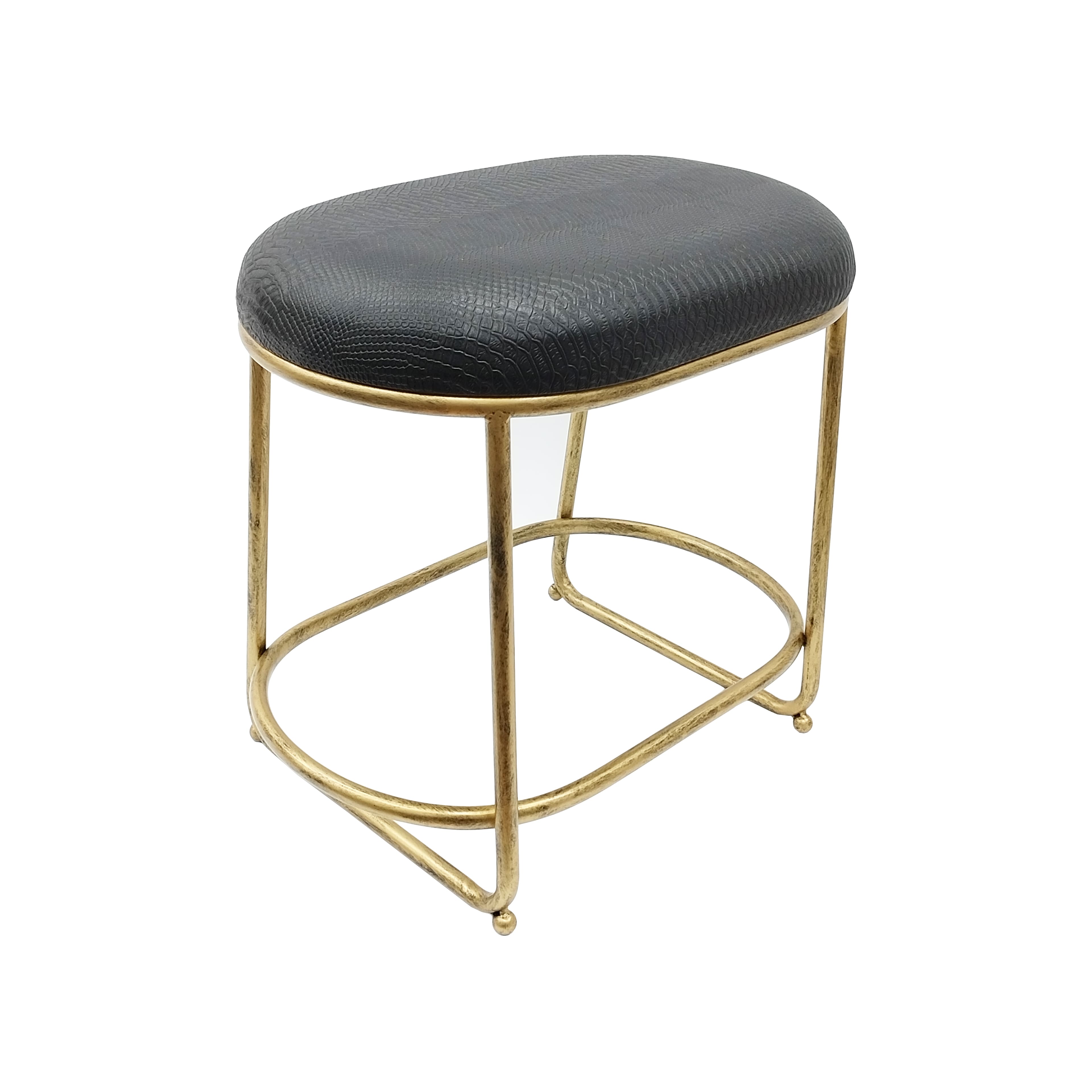 20" x 18.5" Black Faux Crocodile Oval Stool by Ashland®