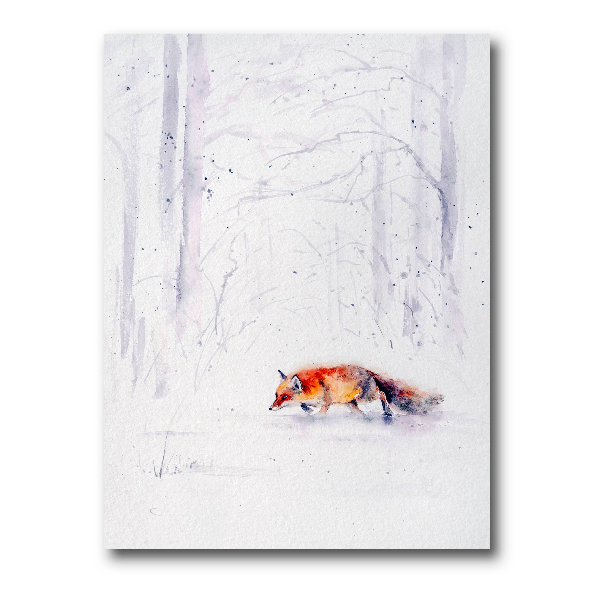 Designart - Red Fox Running In White Snow II