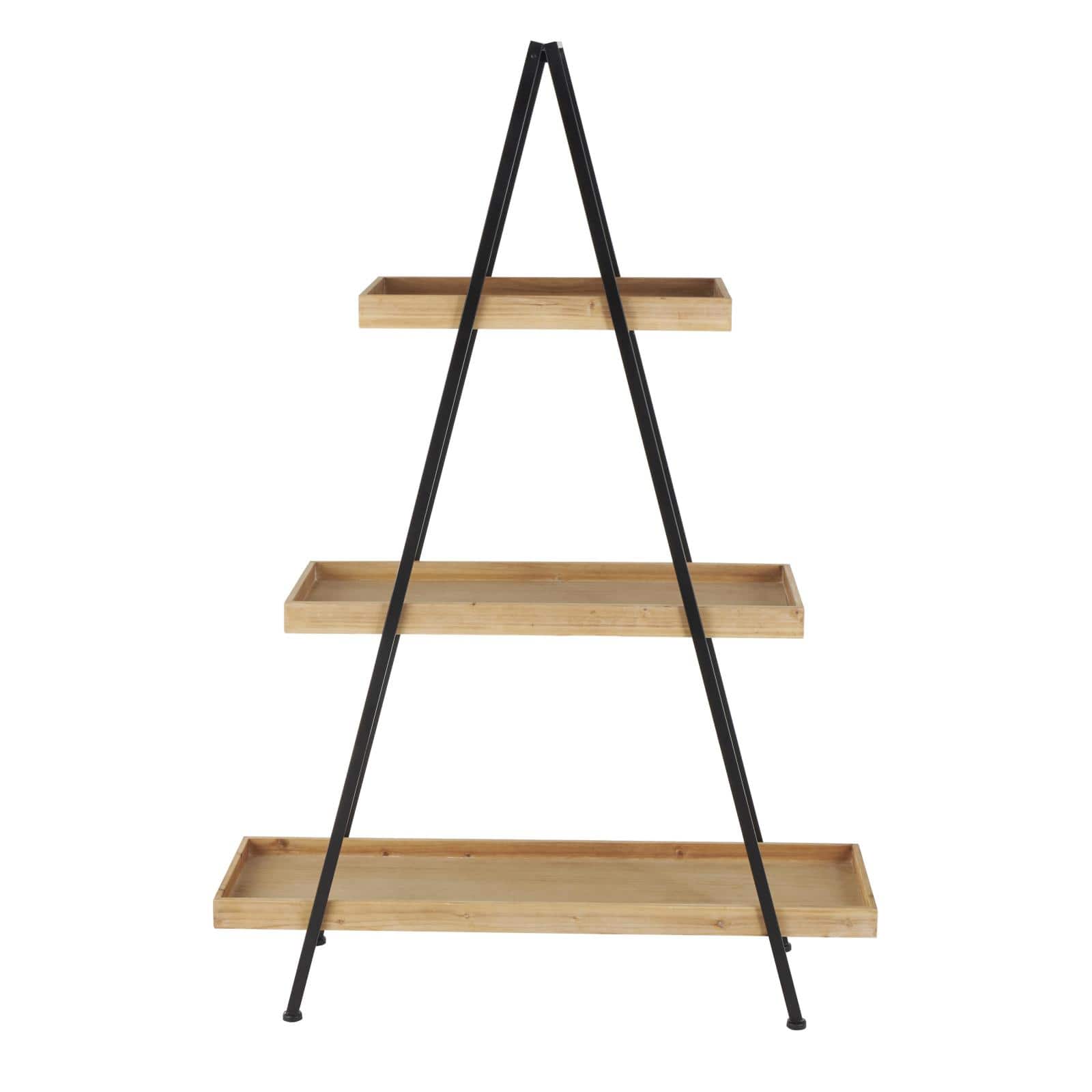 42" x 60" Black Metal 3 Shelf Storage Shelving Unit with Triangle Frame