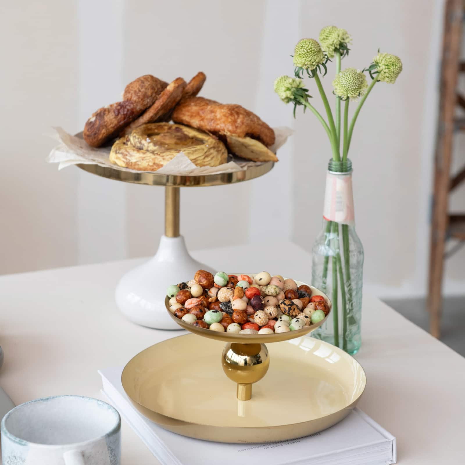 Hello Honey® 10" Yellow & Gold Soleil Enameled Metal 2-Tier Tray